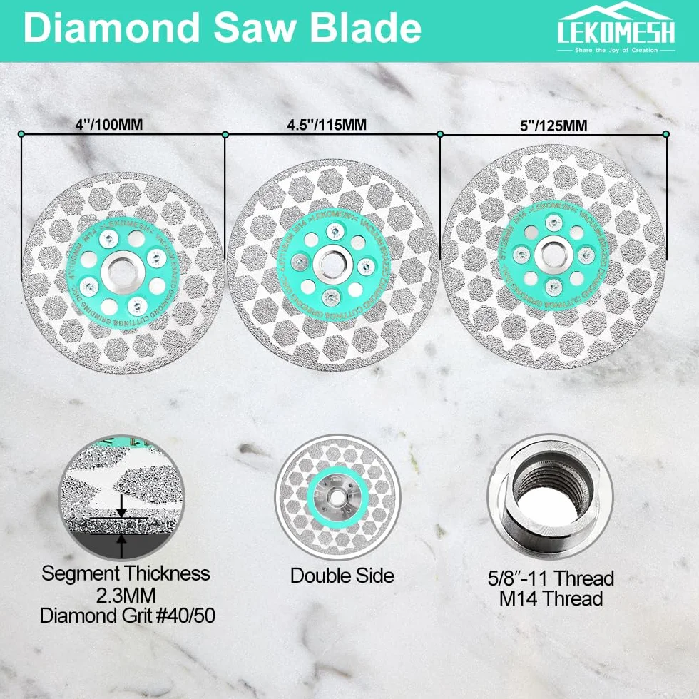 Diamentowa tarcza do cięcia 125 mm (2 sztuki) – diamentowa tarcza diamentowa 125 mm, dwustronna do cięcia, szlifowania porcelany, ceramiki, płytek, marmuru, granitu, sztucznego kamienia