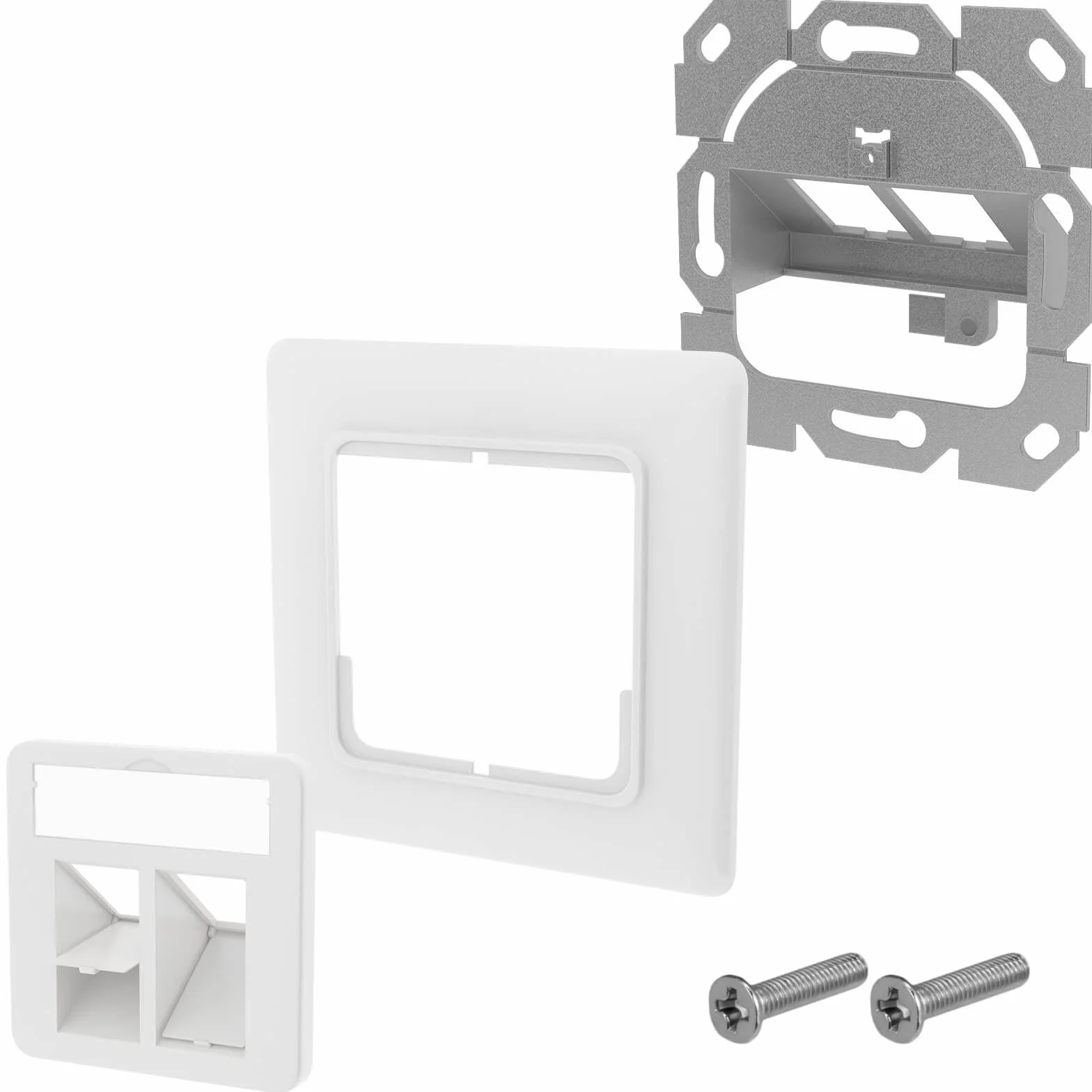 HB-DIGITAL Gniazdo danych do 2 modułów Keystone puszka podtynkowa puszka przyłączeniowa puszka przyłączeniowa do np. LAN RJ45 koncentryczny USB 2-drożne 2-drożne gniazda sieciowe puszka ekranowana, bez narzędzi biała
