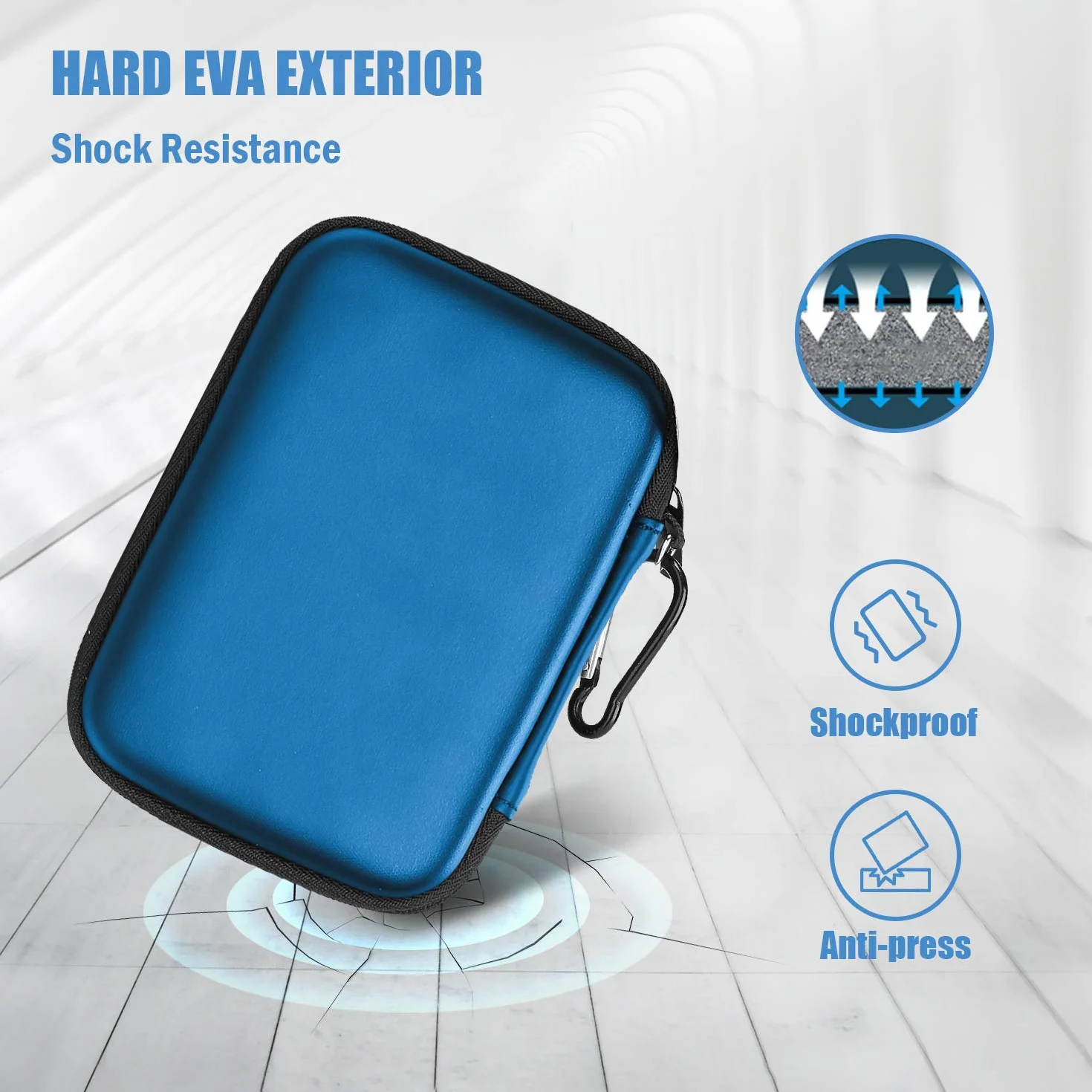 ProCase pokrowiec ochronny na dysk twardy 2,5" zewnętrzny przenośny futerał odporny na wstrząsy do WD Toshiba Canvio Seagate Samsung granatowy