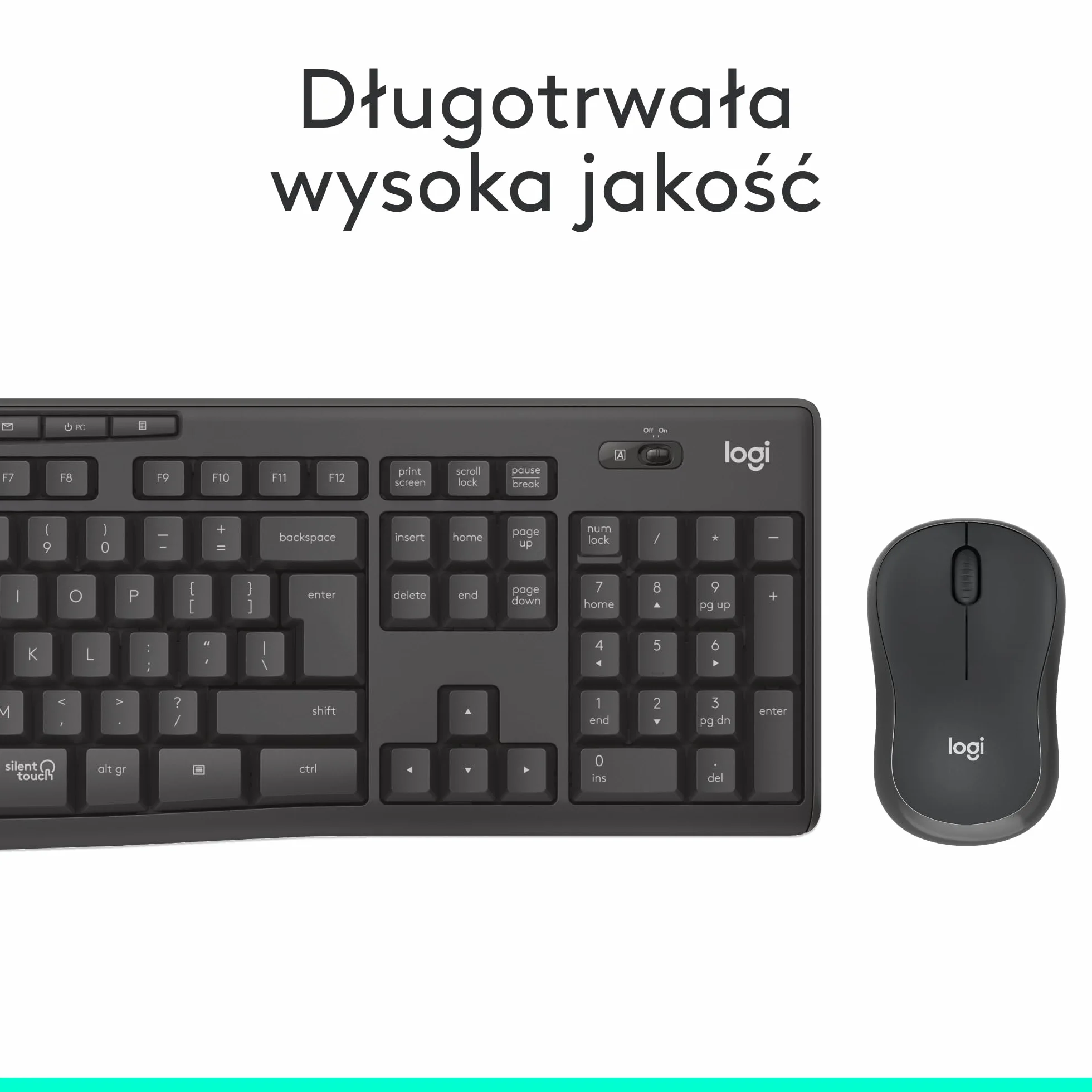 Logitech MK295 Silent, zestaw myszy i klawiatury bezprzewodowej, SilentTouch, QWERTY US Intl - Szary