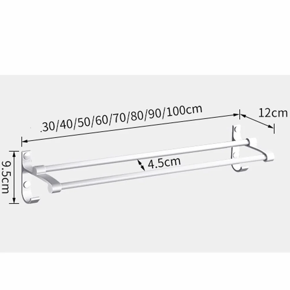 WDX - Wieszak na ręczniki łazienkowe łazienka przestrzeń aluminiowy wieszak na ręczniki podwójny pręt wieszak na ręczniki łazienka wieszak na ręczniki łazienka wieszak duża nośność (rozmiar: 90 cm)