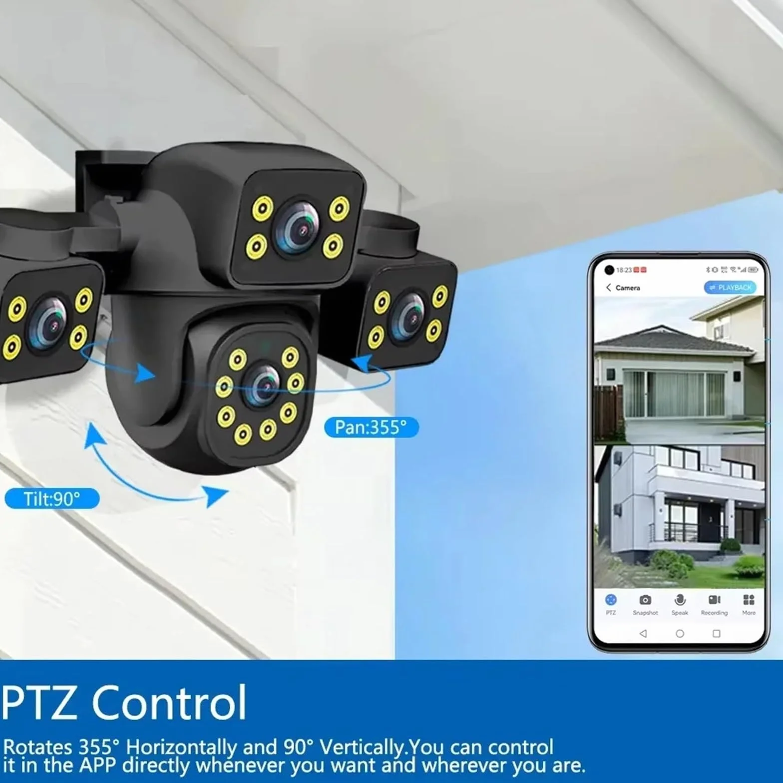 Nadzór wideo z 3 obiektywami Kamera 15MP Sieć Wi-Fi Kamera CCTV Bezprzewodowy Monitor 360° Zewnętrzne wodoodporne kamery bezpieczeństwa | 15MP WIFI NO Card