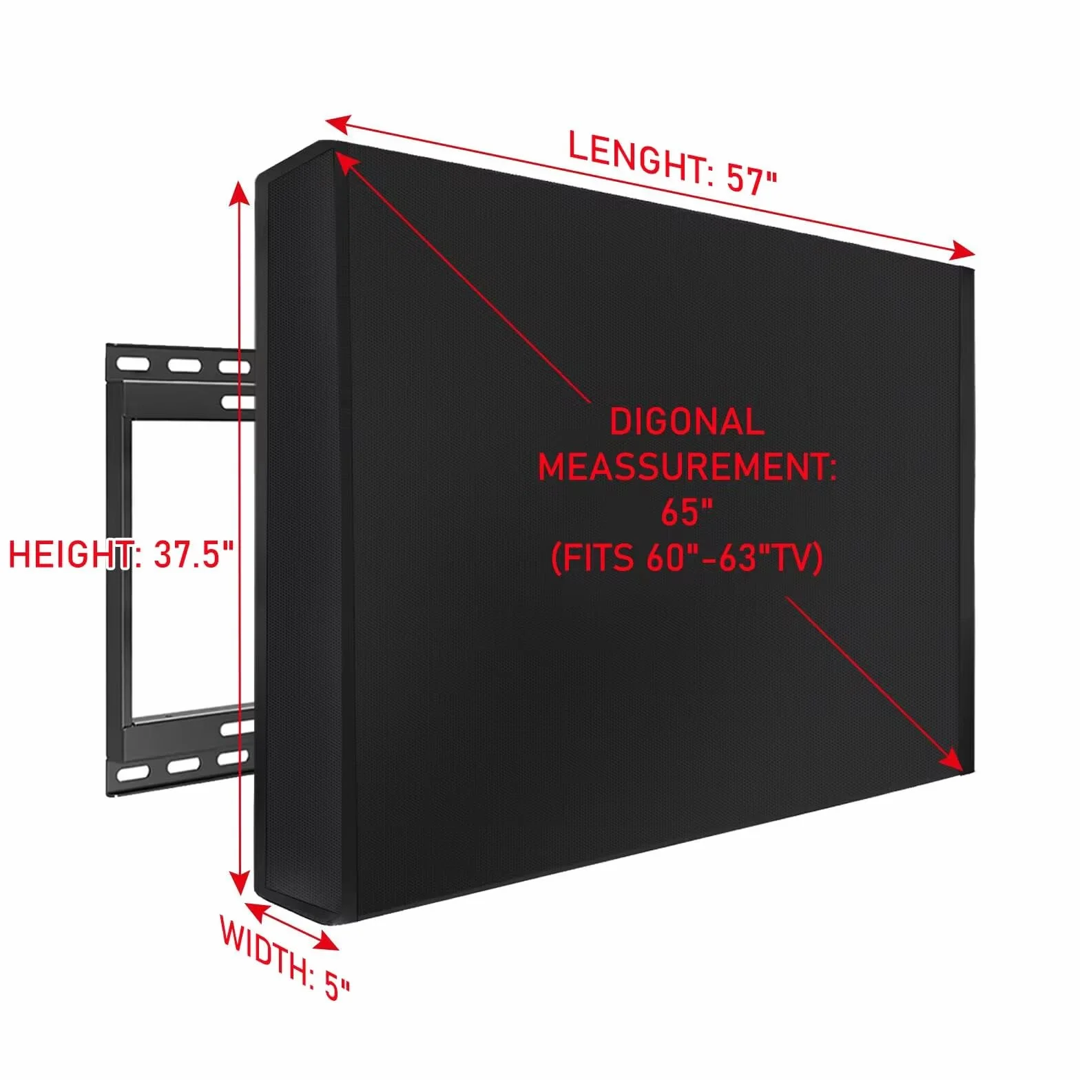 MaxAwe Osłona TV do użytku na zewnątrz, odporna na warunki atmosferyczne, uniwersalna folia ochronna na wyświetlacz o wymiarach 148 x 95 x 14 cm, odporna na warunki atmosferyczne, czarna
