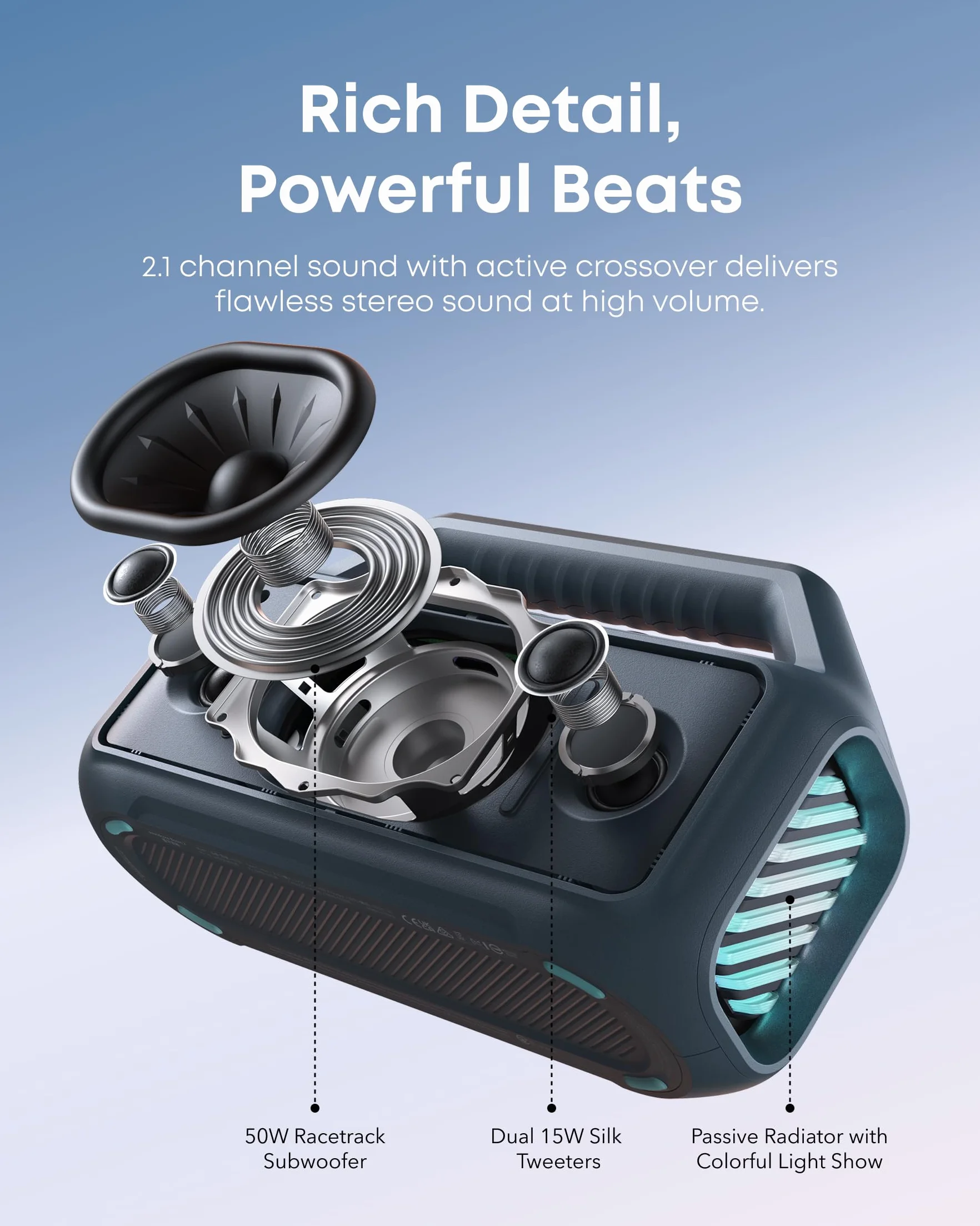 Soundcore Boom 2 Głośnik zewnętrzny 80W BassUp 2.0 IPX7 Bluetooth 5.3