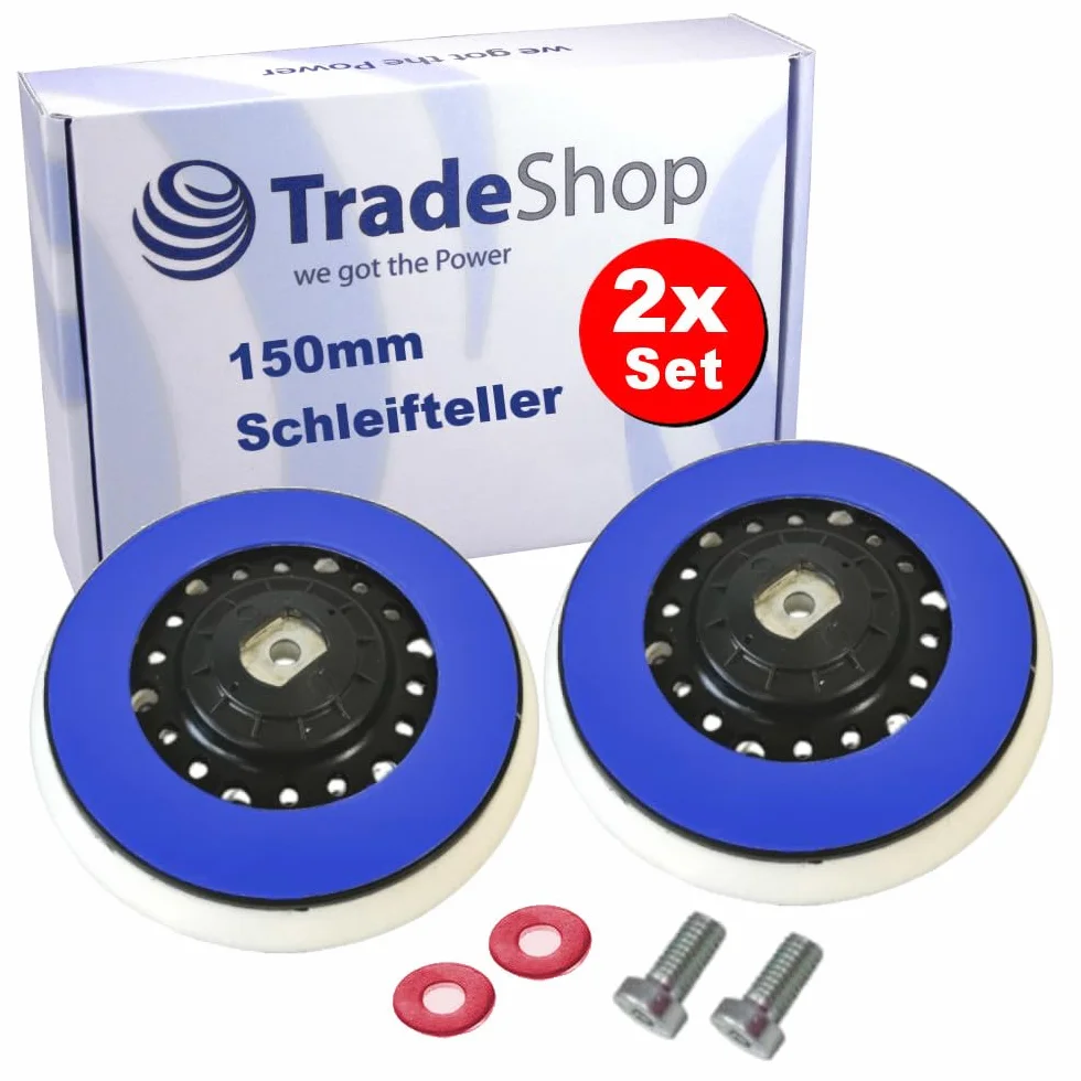 2 x Trade-Shop rzep talerz polerski, talerz szlifierski, talerz podporowy 150 mm, M8, kompatybilny z Rupes Bigfoot LHR 21, zamiennik 981.321 / w zestawie śruba, podkładka