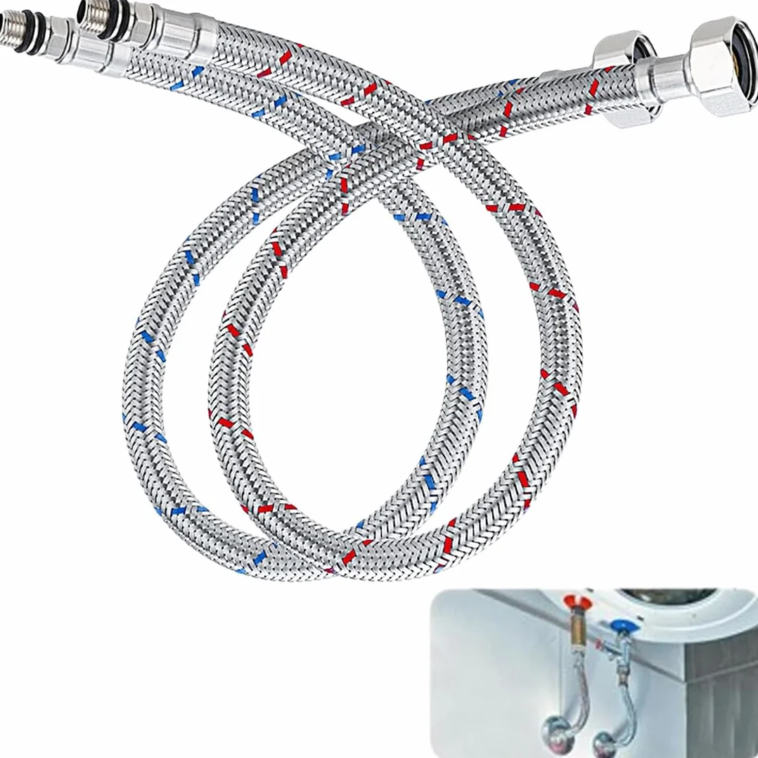 Wąż pancerny 3/8 cala – wąż elastyczny ze stali nierdzewnej 60 cm – kran przedłużający G3/8 x M10 – wąż przyłączeniowy do armatury kuchennej i łazienkowej, 2 sztuki
