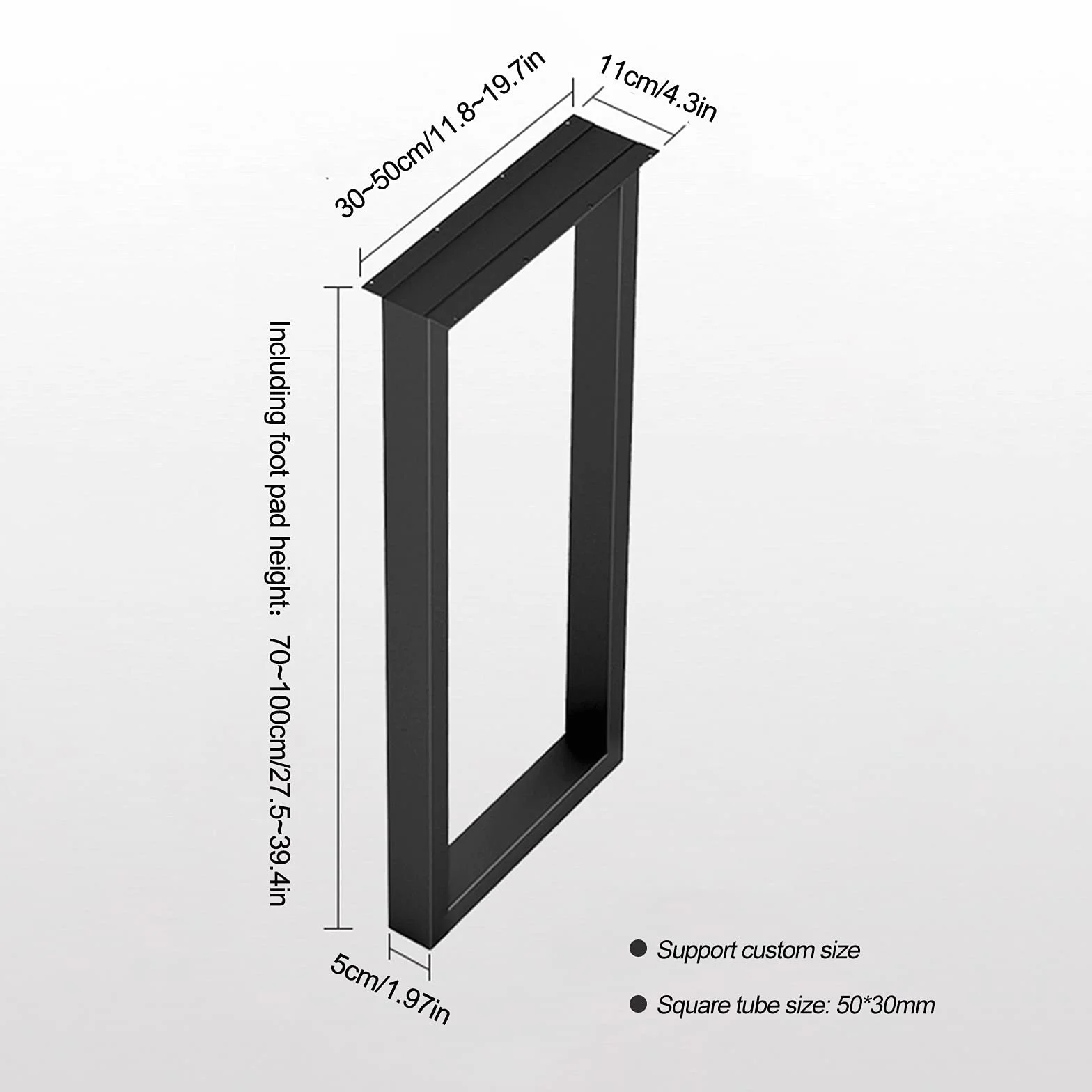 Regulowane metalowe nogi stołowe, antypoślizgowe i odporne na zużycie, do jadalni, baru i stolików kawowych (czarne, 40 * 100 cm/15,7 * 39,4 cala)