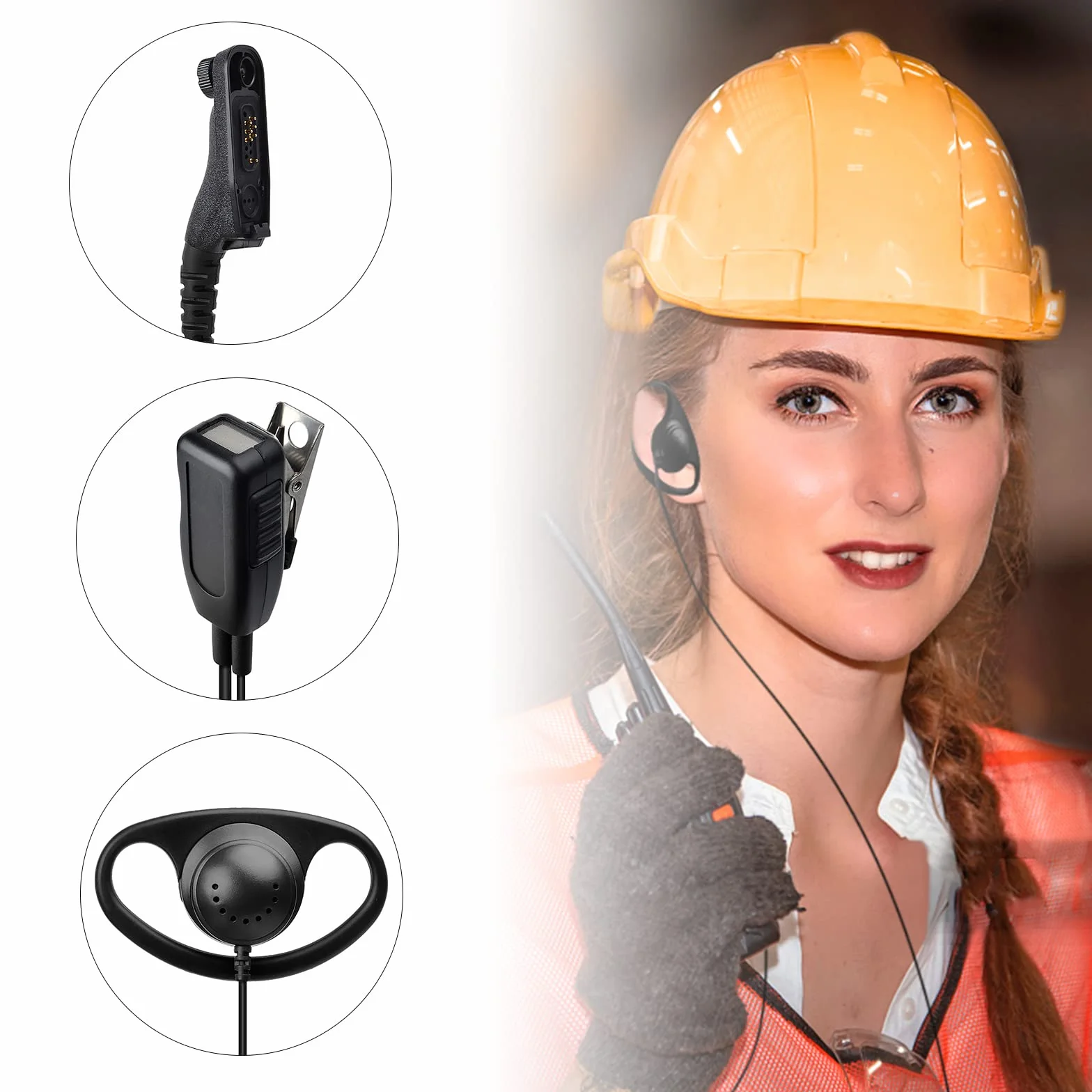 Słuchawki D-Shape PTT z Mikrofonem Kompatybilne z Motorola DP3400 DP3600 DP4400 DP4600 DP4800