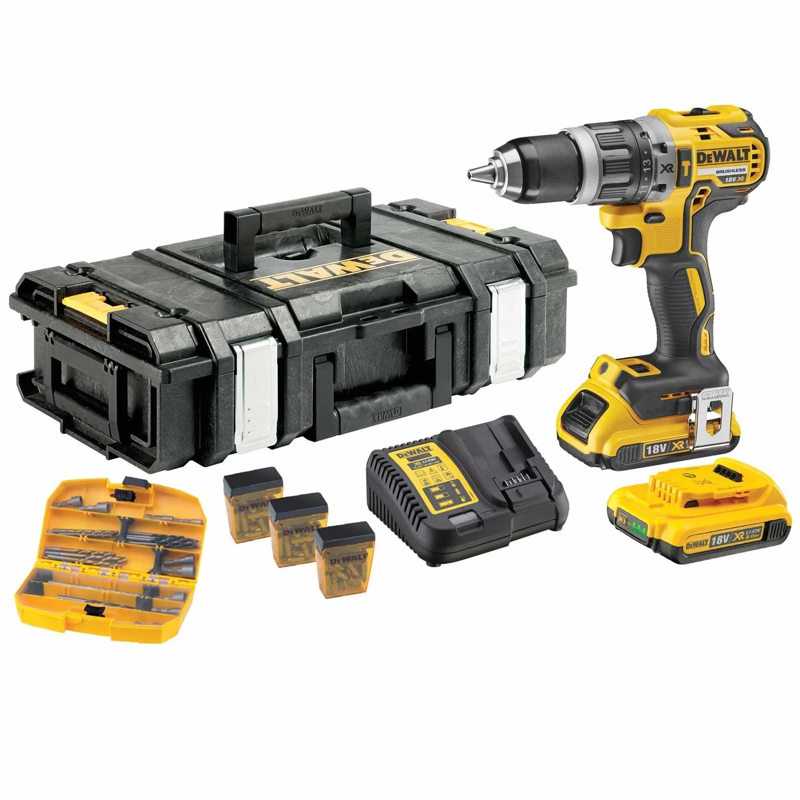 DeWalt DCD796D2KX-QW DCK796D2KX-QW zestaw wierteł udarowych 18 V 2,0 (BL) z Zub, 460 W, 18 V, czarny/żółty