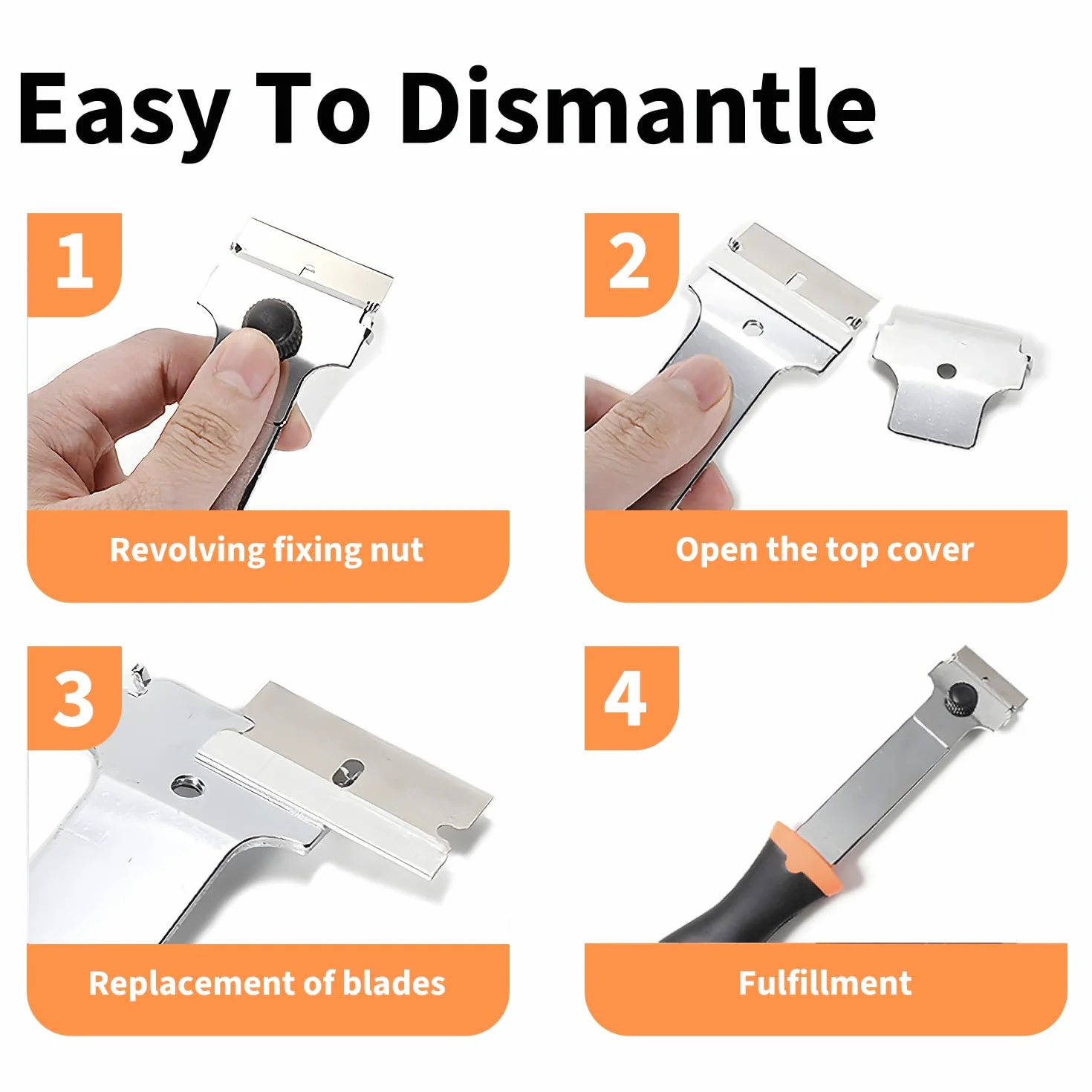 Razor Scraper Tool Set Zestaw 4 Narzędzi z 60 Ostrzami. Usuwanie Farby, Naklejek, Kleju z Szyb, Płytek, Kuchenek. Idealny do Powierzchni DIY.