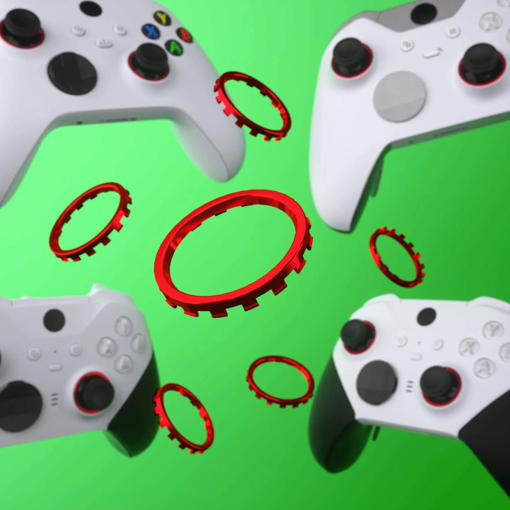 eXtremeRate Chrom Czerwony Custom Accent Rings dla Xbox Series X/S Controller, Akcesoria Zamienne dla Xbox One Elite, Elite Series 2