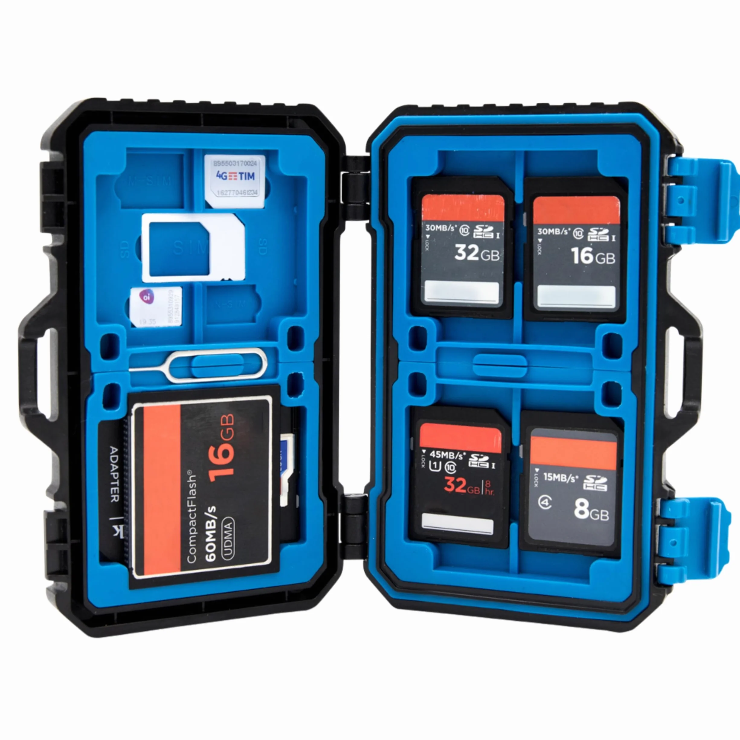 Lens-Aid Etui ochronne na karty pamięci SD CF Micro SD TF SIM, pudełko do przechowywania do 28 kart, odporne na zachlapanie