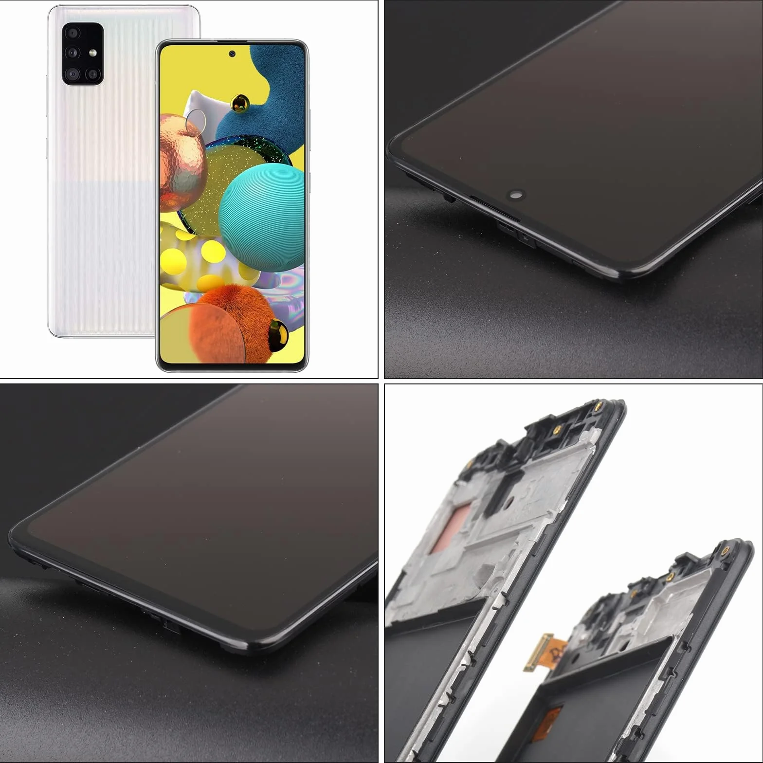 Ekran AMOLED 6,5" do Samsung Galaxy A51 4G SM-A515F Pełny dotykowy LCD z ramką i folią ochronną