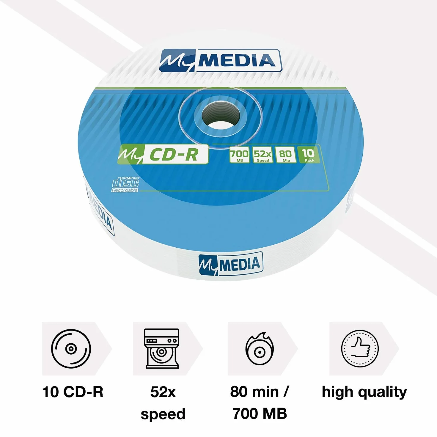 CD-R 700 MB 52x Prędkość Palenia Audio Rohling Opakowanie 10 Szt.