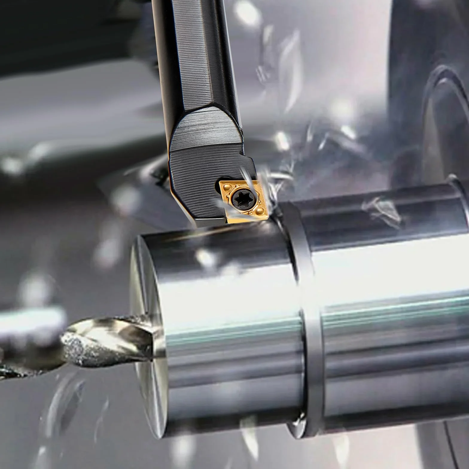 VEVOR 4-częściowy zestaw narzędzi do toczenia Indeksowalne narzędzia tokarskie 6,35 mm CNC metalowy uchwyt na bity z węglika spiekanego zestaw narzędzi do toczenia w walizce 4 szt