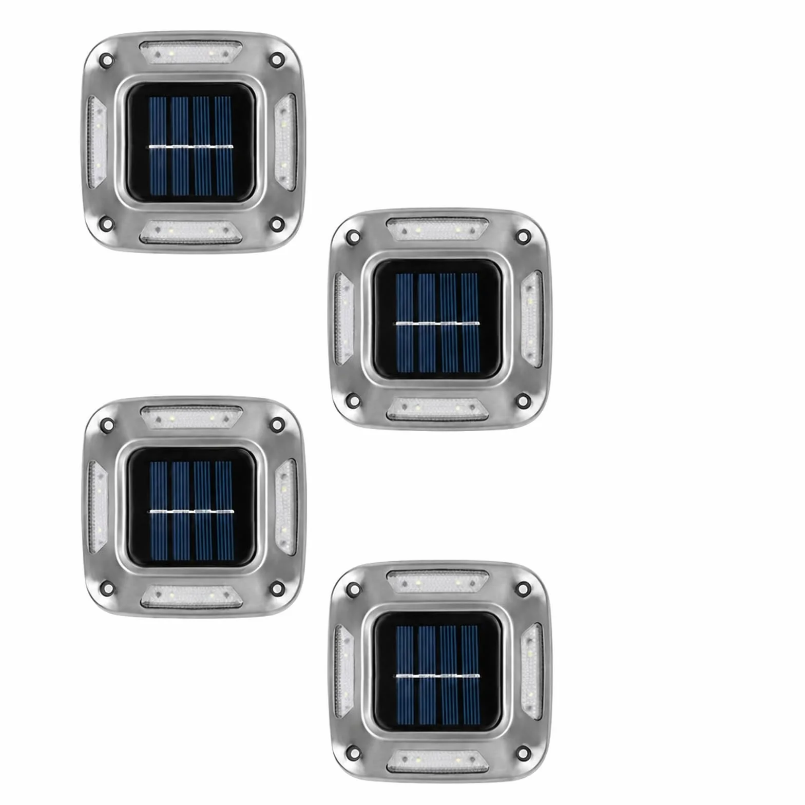 Lampy Solarne Naziemne, 4 Szt. Słoneczne Światła Dokowe 8 Diod LED Oświetlenie Podjazdu Na Zewnątrz do ścieżki tarasowej(White Light)