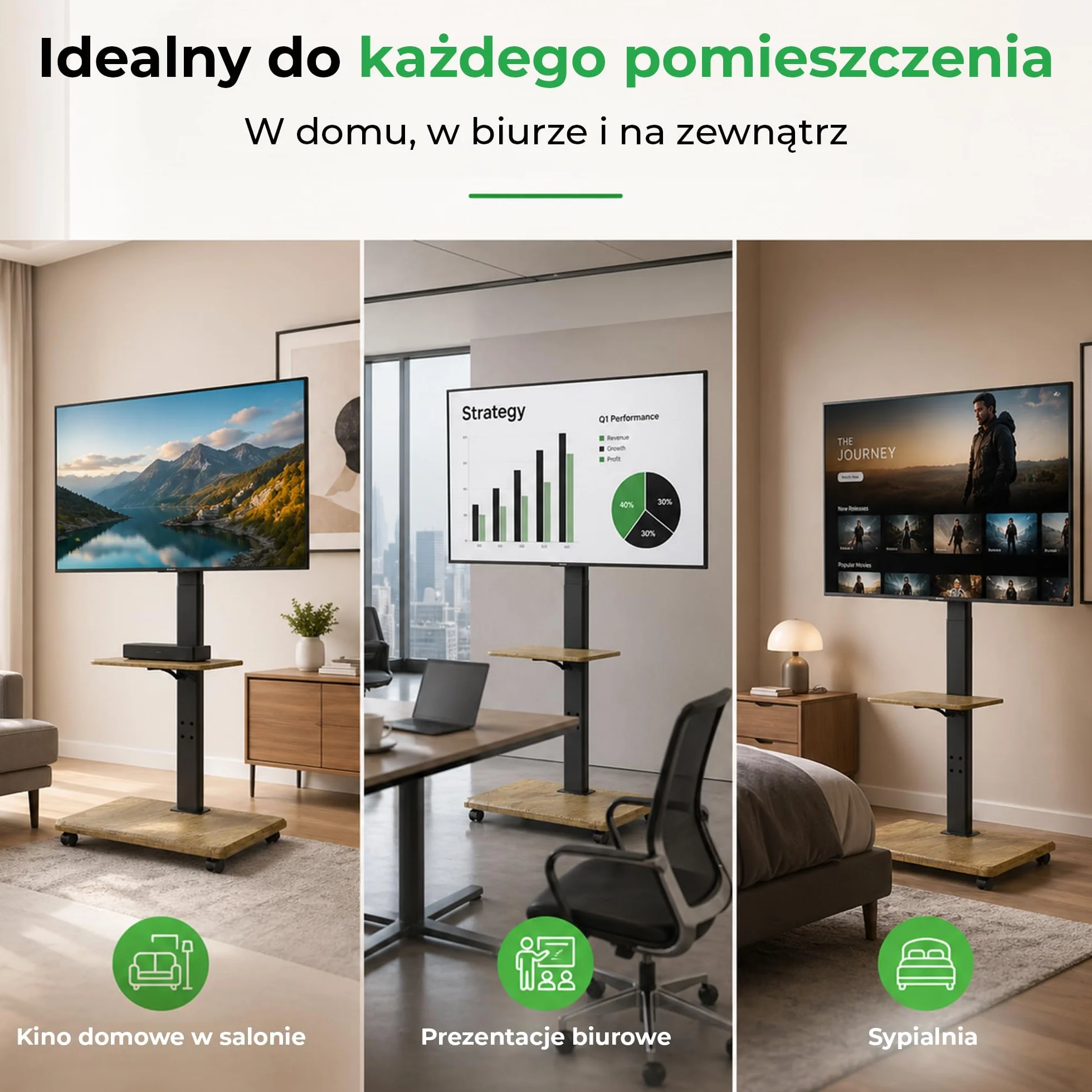 Delphos Mobilny stojak pod telewizor 32-70" do 45 kg VESA 600 x 400