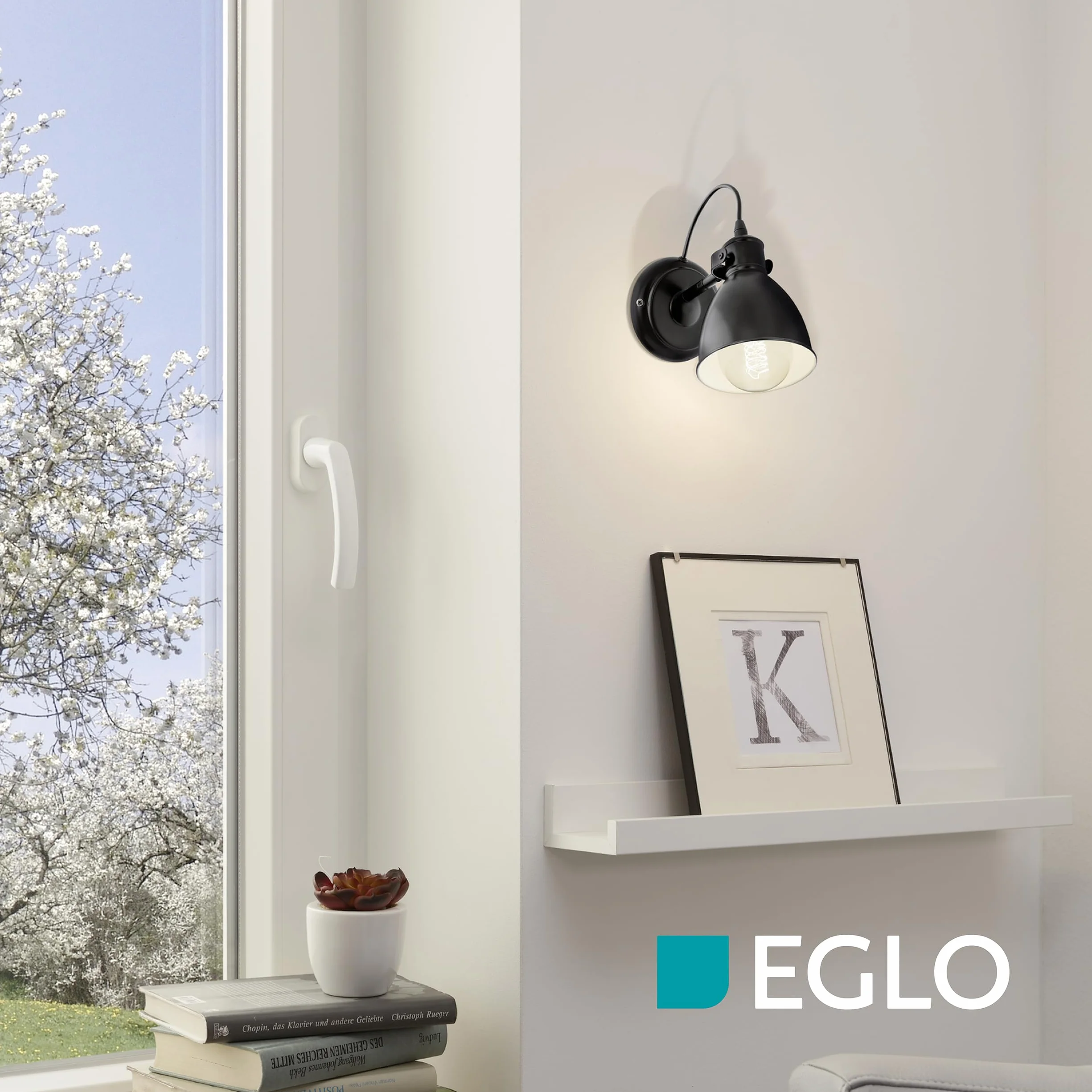 Eglo Priddy Vintage / industrialny design lampa ścienna, stalowy reflektor ścienny retro, czarno-biały, gniazdo E27