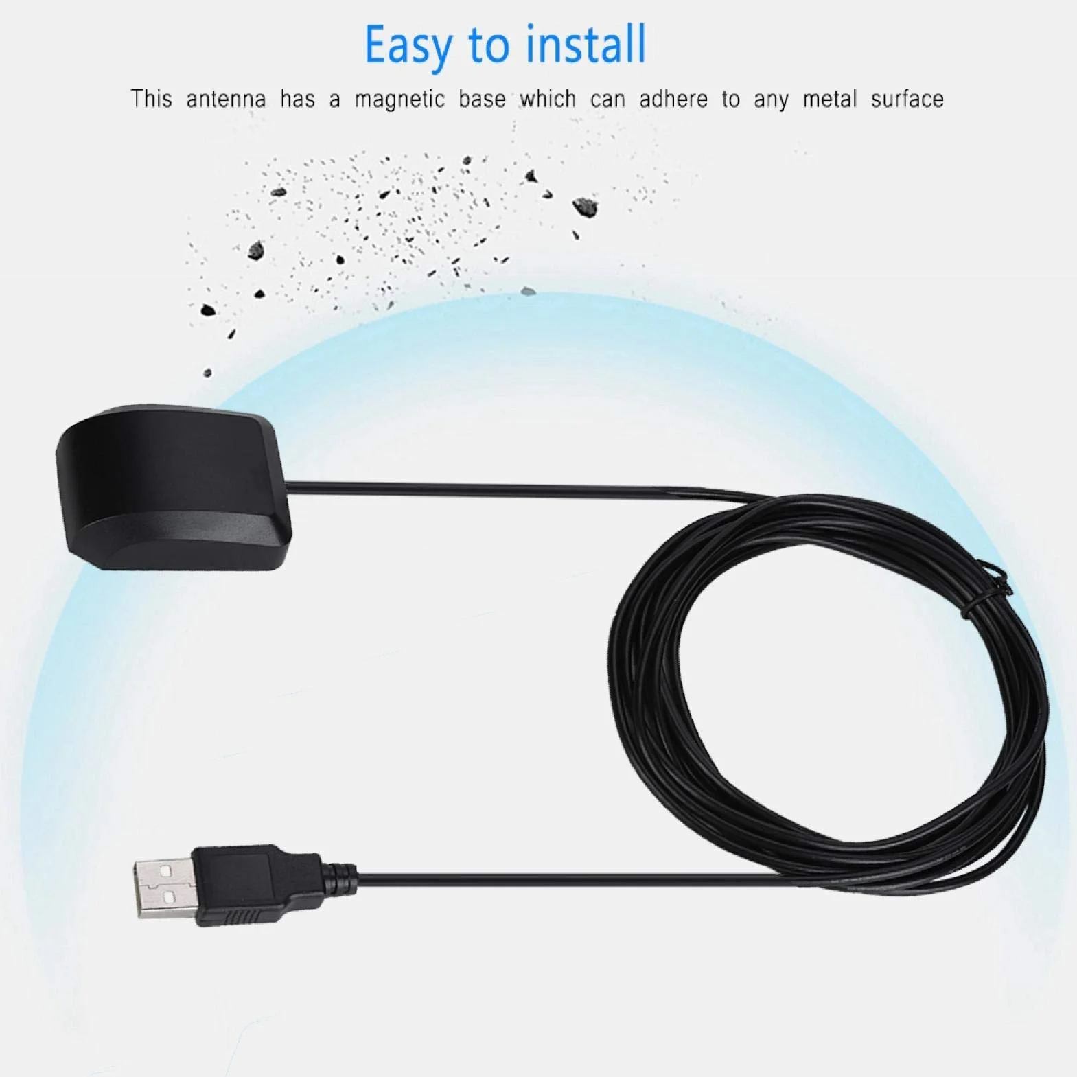 ASHATA 2 w 1 samochodowa antena GPS GLONASS adapter antenowy port USB z 3-metrowym kablem