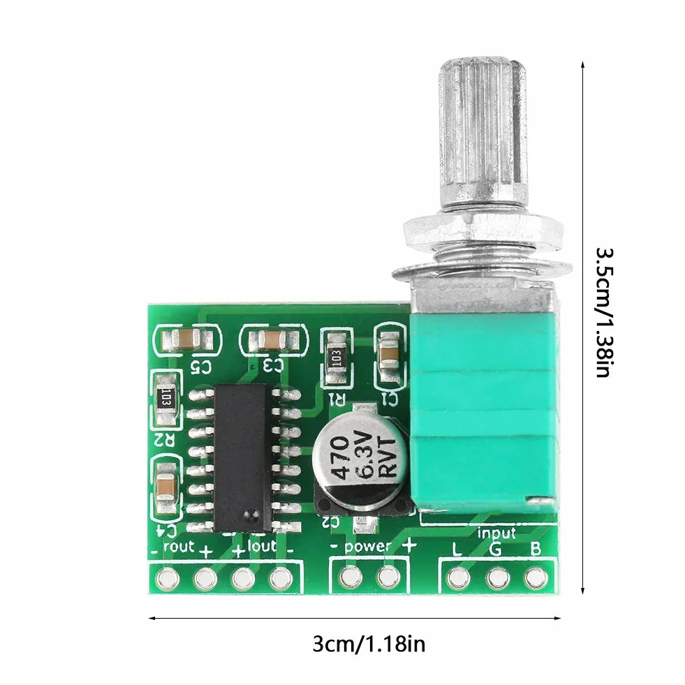 PAM8403 Mini Płytka Wzmacniacza Audio, Moduł Wzmacniacza Mocy 3W+3W z Potencjometrem, Zestaw 4 Sztuki