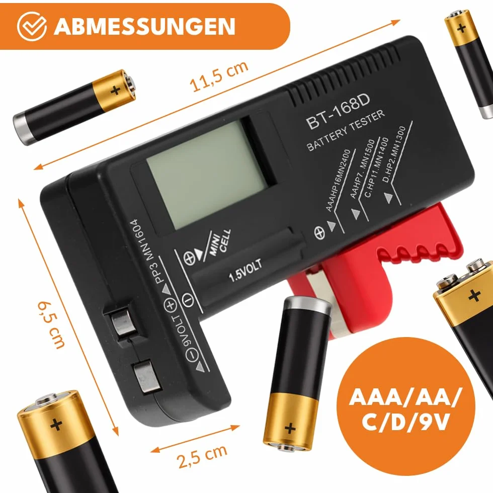 KRUMAD BT168D Tester baterii cyfrowy 0-15V do AA AAA C D 9V ogniwa guzikowe