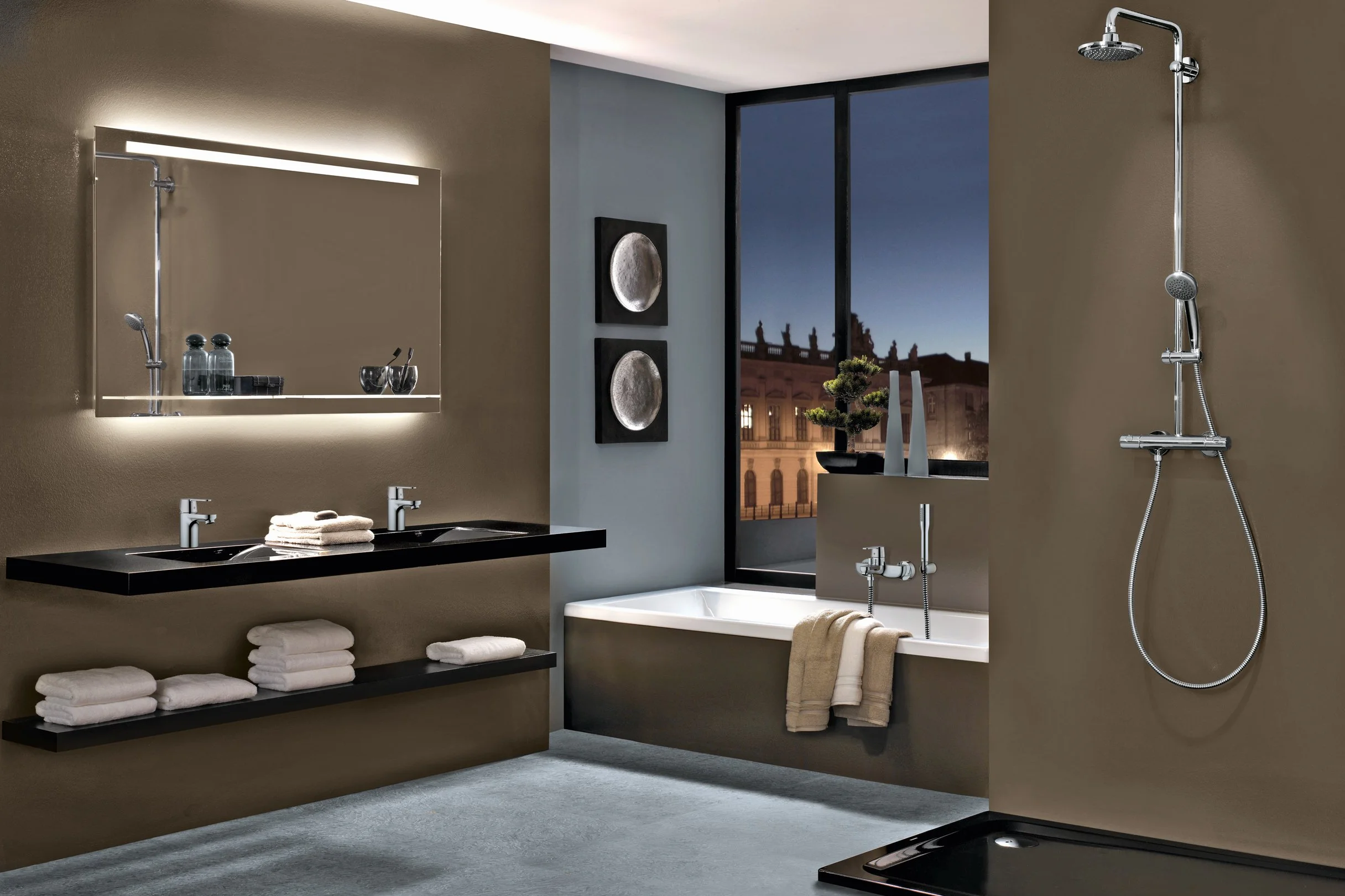 GROHE Get Quickfix jednouchwytowa bateria wannowa/prysznicowa, naścienna, metalowa dźwignia, chrom łatwy w montażu z GROHE Quickspanner 32887000