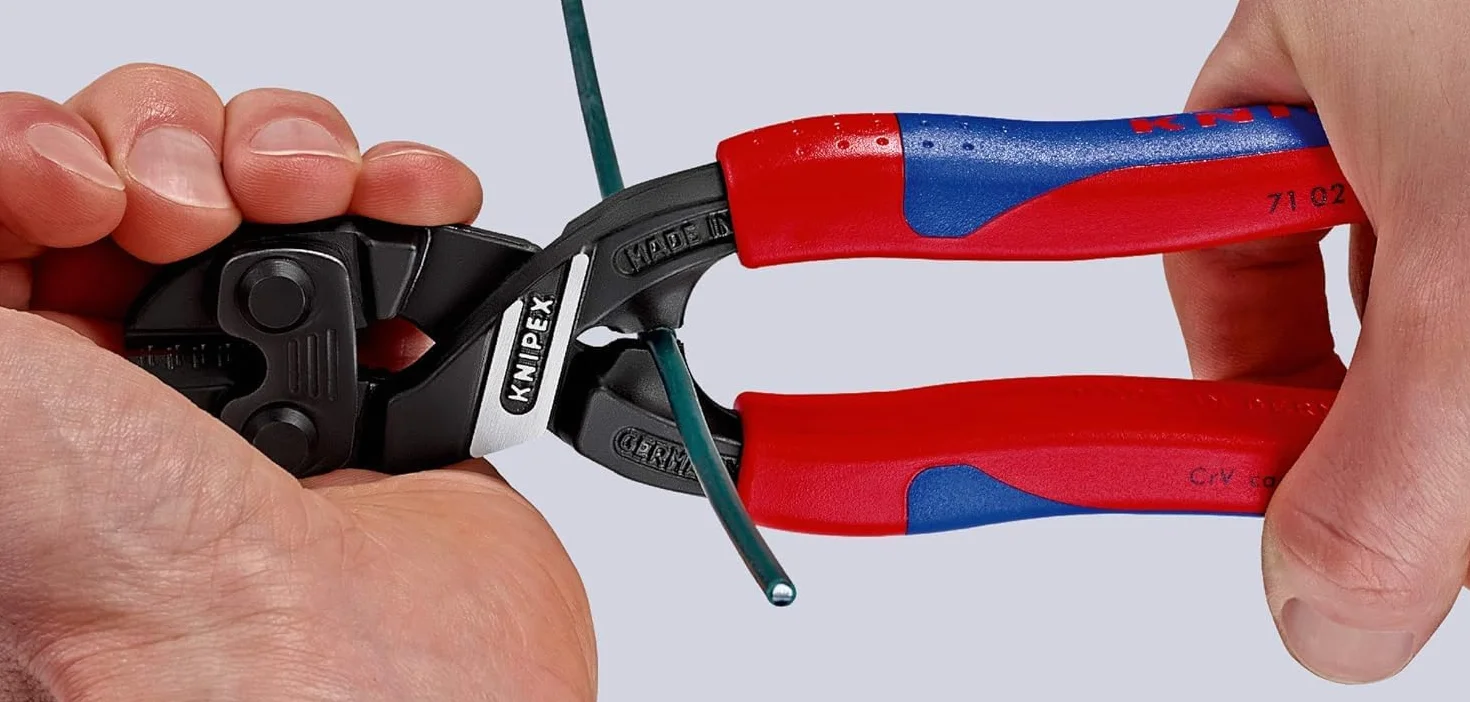 KNIPEX CoBolt Kompaktowe szczypce tnące przegubowe w blister z wąskimi, wielokomponentowymi nasadkami, 71 02 200 T BK