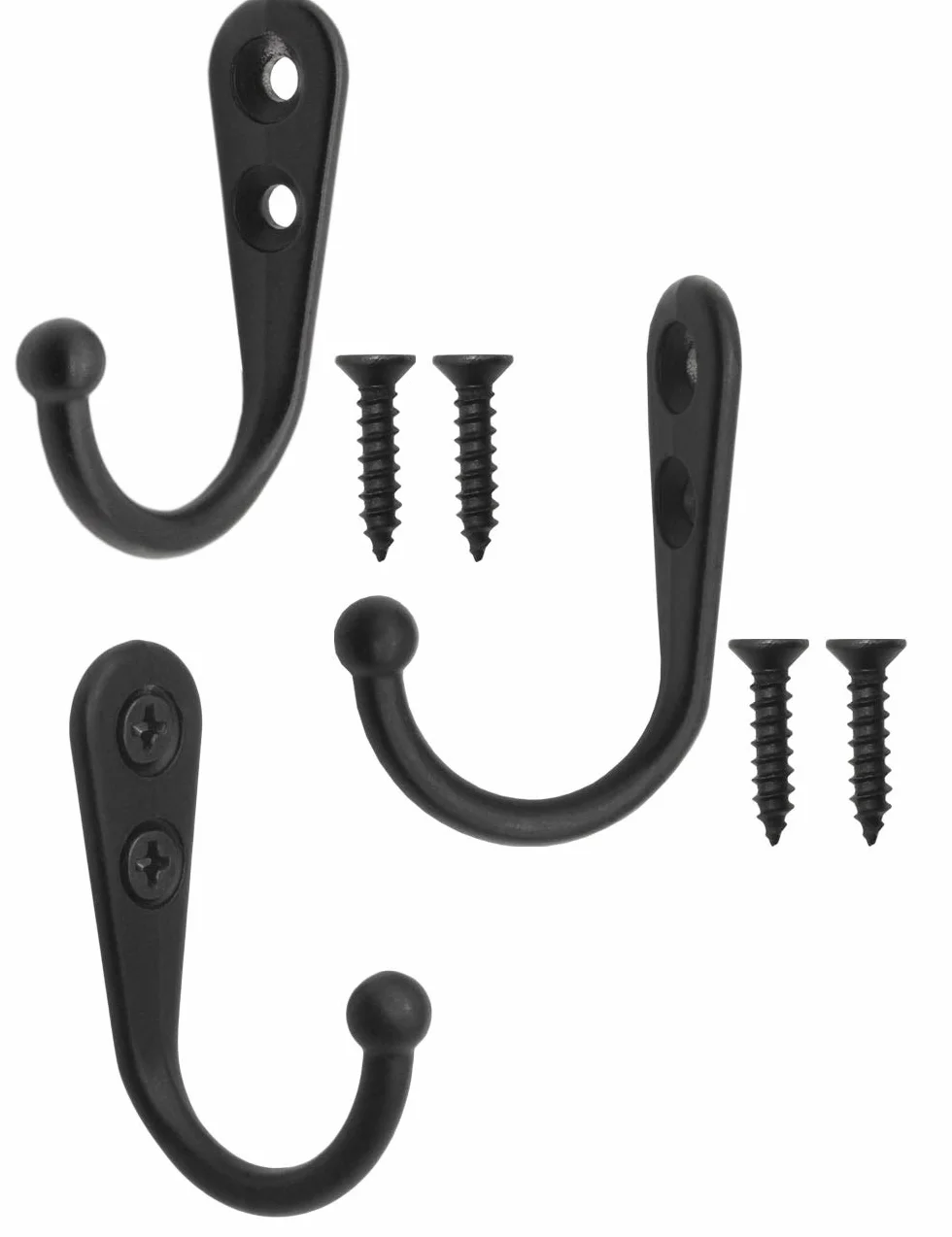 FUXXER® - Klasyczne metalowe haczyki, wieszaki na ręczniki, wieszaki na ubrania, żelazne haki ścienne, czarne żeliwne wzornictwo, styl vintage, styl dworkowy, retro, 42 x 26 mm, zestaw 10 sztuk,