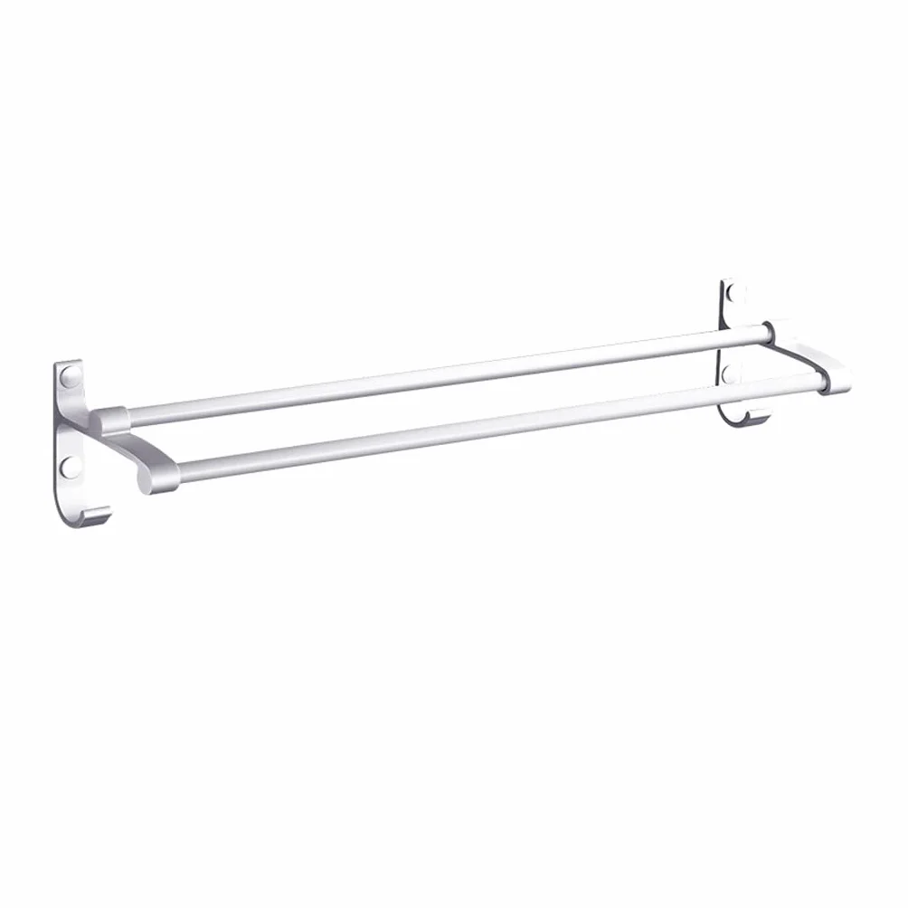 WDX - Wieszak na ręczniki łazienkowe łazienka przestrzeń aluminiowy wieszak na ręczniki podwójny pręt wieszak na ręczniki łazienka wieszak na ręczniki łazienka wieszak duża nośność (rozmiar: 90 cm)