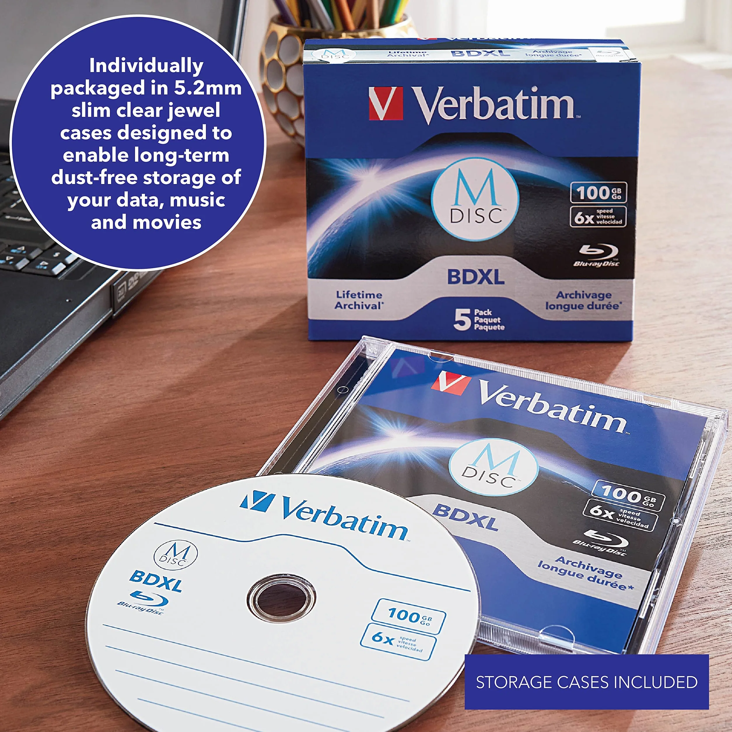 Verbatim M-DISC 98913 Pudełko na Płyty Jewelcase Niebieski