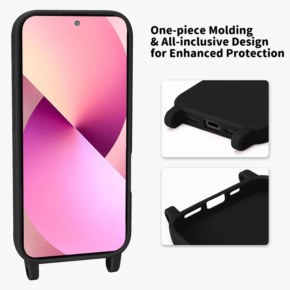 MoEvn etui na telefon komórkowy Samsung Galaxy S25 FE, ze sznurkiem na szyję, silikonowe, odporne na uderzenia, ze zdejmowanym łańcuszkiem, do zawieszenia na szyi, silikonowe etui ochronne ze
