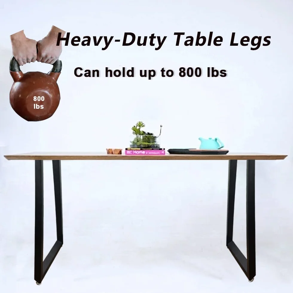 QLLY Metalowe nogi stołowe, trapezowe 71 cm, nogi biurka w domu, zestaw nóg meblowych, 2 szt., czarne