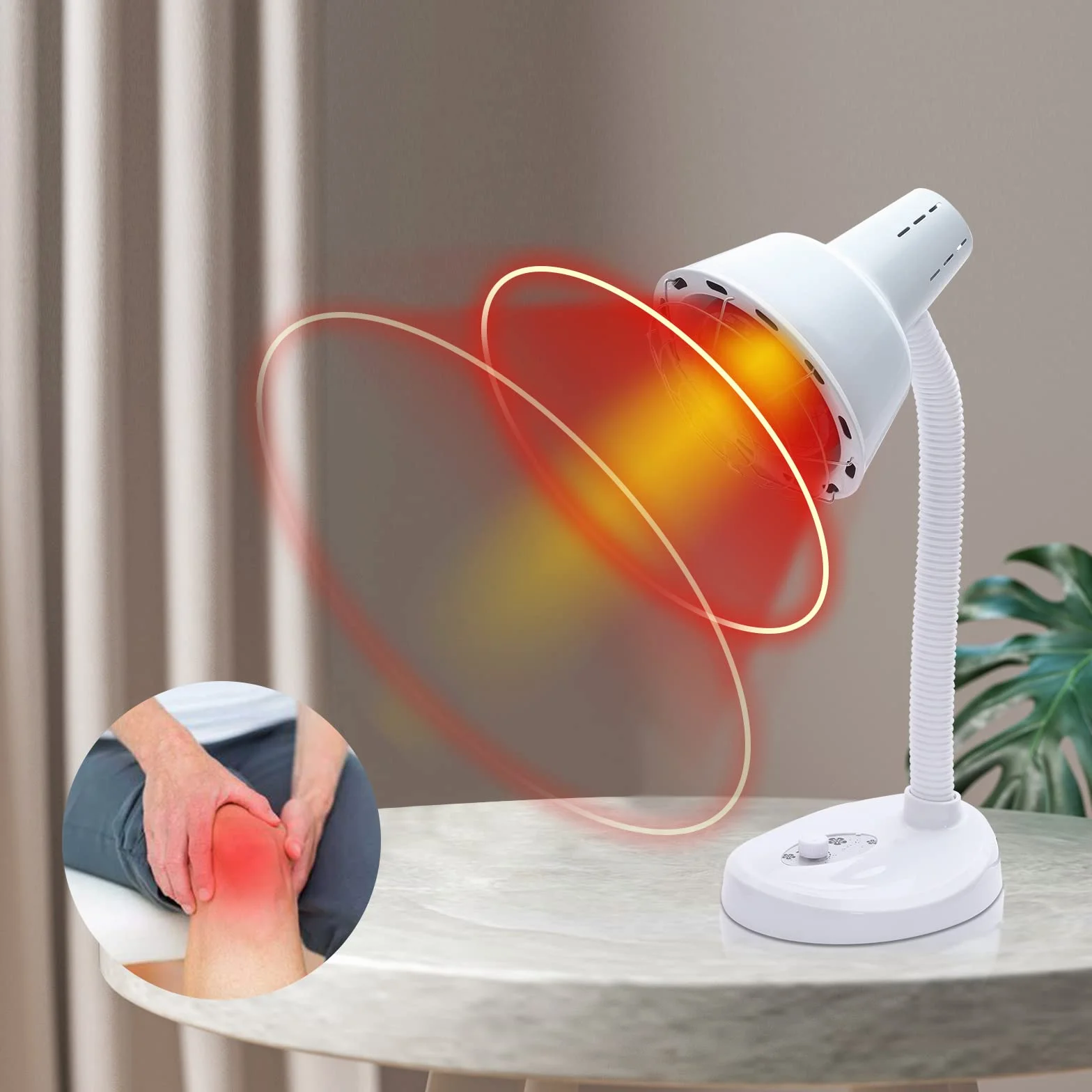 Lampa na podczerwień 275 W, lampa grzewcza, blat stołu, czerwone światło, lampa na podczerwień, regulacja temperatury 0-115°C, lampa infarot na bóle mięśni, regulowany wąż