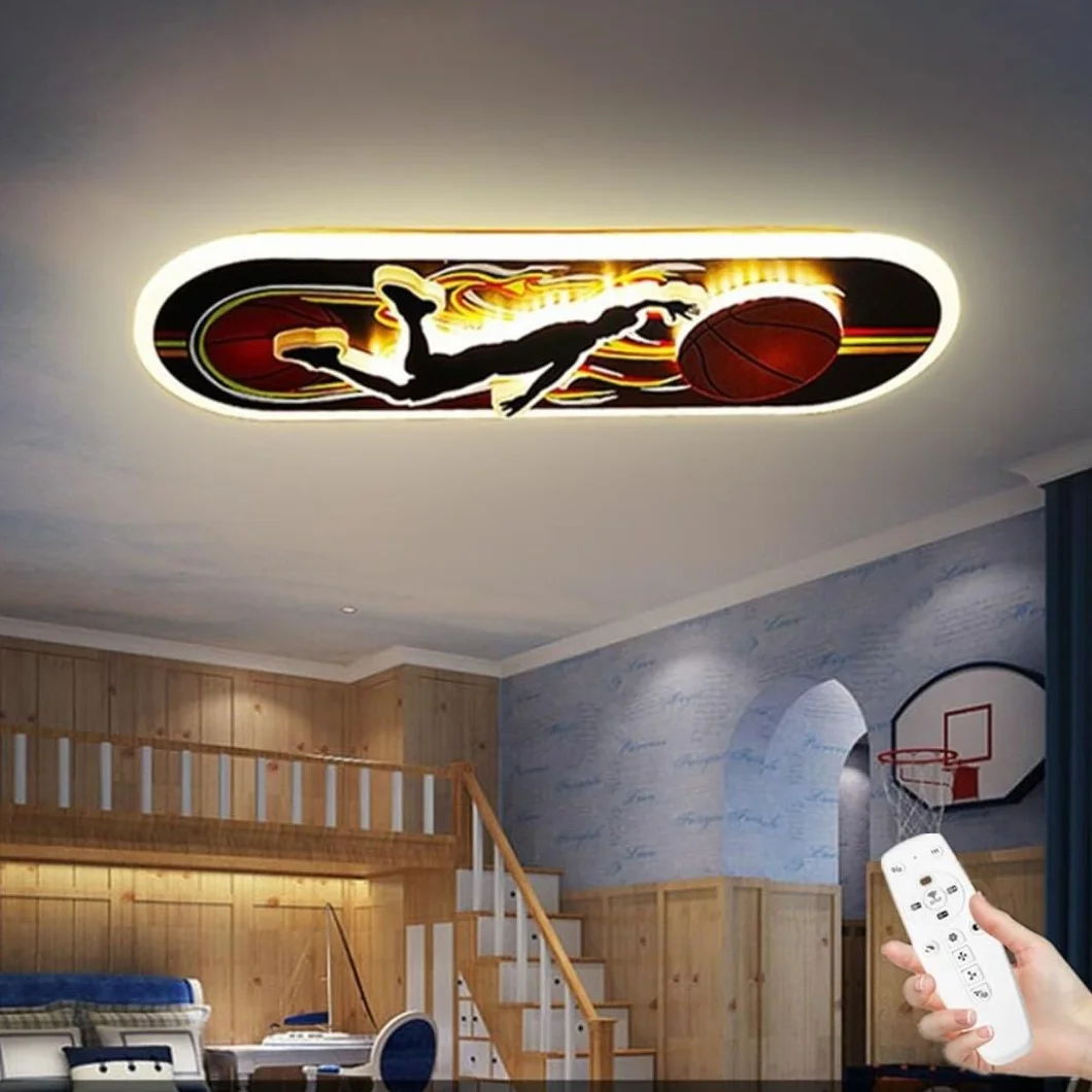 Lampa sufitowa LED do koszykówki design dla dzieci lampa ścienna ściemnialna lampa sufitowa dla dzieci LED 44 W deskorolka światło chłopiec sypialnia oświetlenie wewnętrzne oprawy oświetleniowe