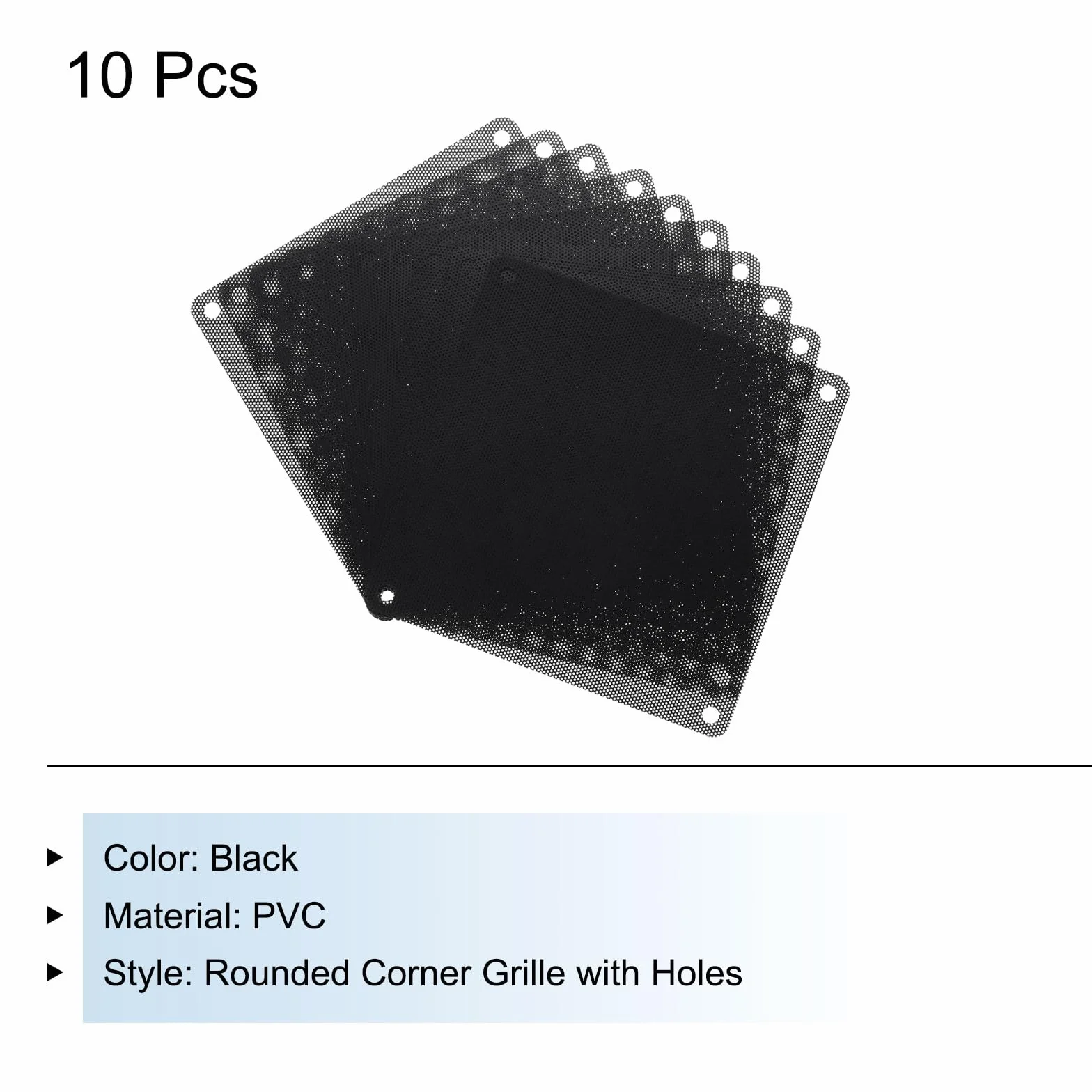QUARKZMAN 10 sztuk PC filtr przeciwpyłowy, 140 mm x 140 mm, PCW, obudowa komputerowa, osłona przeciwpyłowa, kratka wentylatora do głośników podwozia komputera, kolor czarny