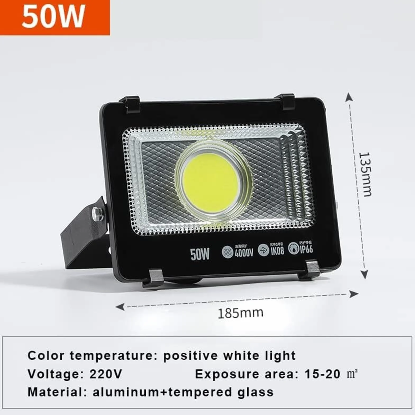 lampy solarne do użytku na zewnątrz, Reflektor LED na zewnątrz, bardzo jasny, światła bezpieczeństwa, regulowane światło punktowe 180°, pozytywne białe zewnętrzne robocze(50W)