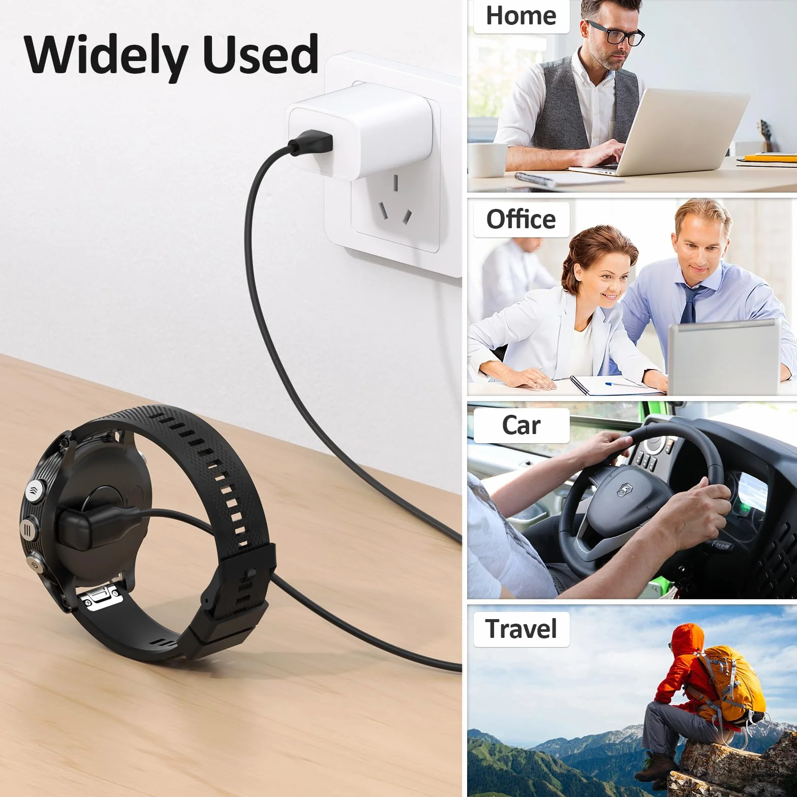 2 Pack kabel do ładowania dla zegarka Garmin, 100cm/3,3ft USB-C i USB-A kątowe ładowarki dla serii Garmin Fenix/Venu/Forerunner/Instinct/Vivoactive/Approach