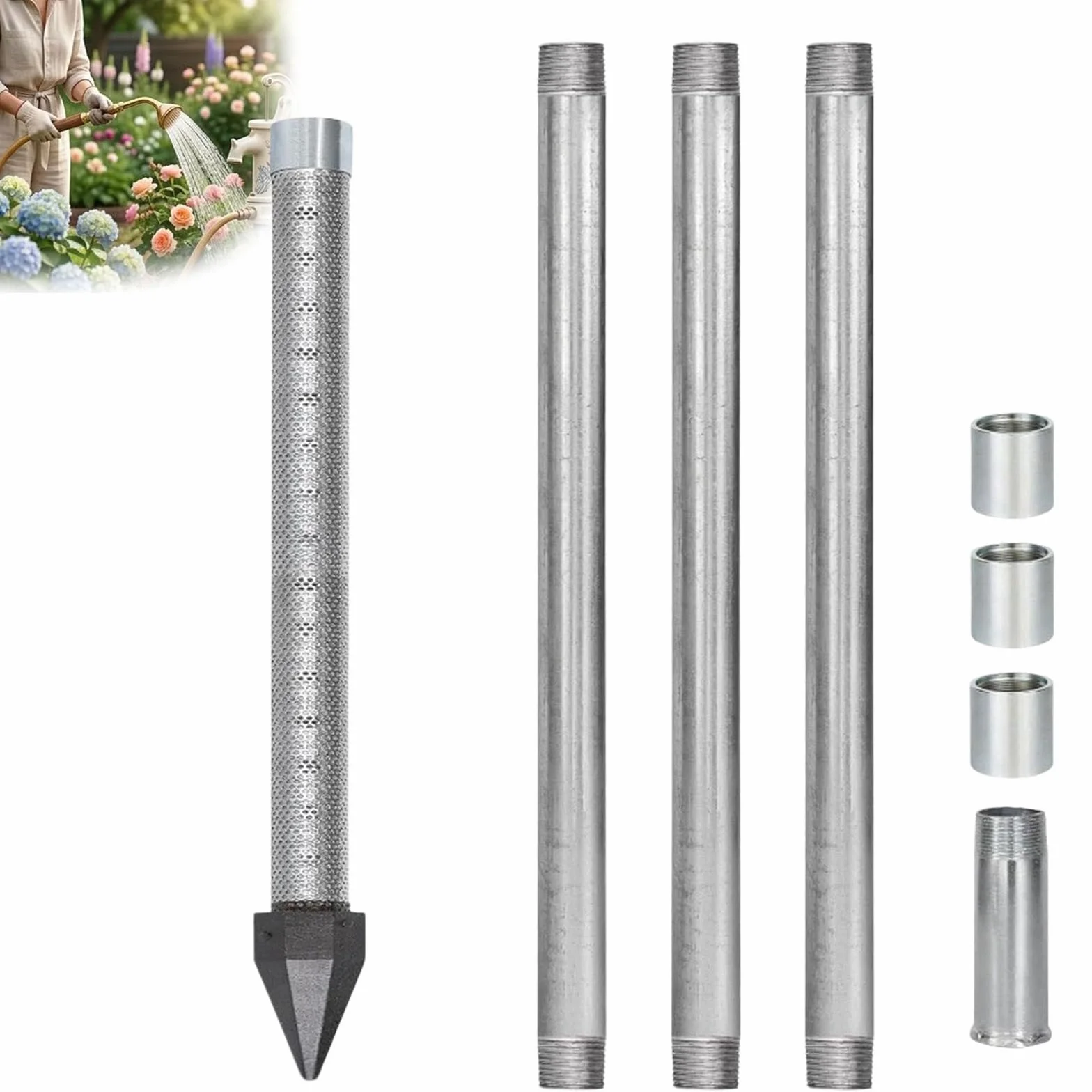 Zestaw do studni wodnej 1-1/4" ze stali nierdzewnej,do samodzielnego wiercenia,siatka 60 mesh,36" wytrzymały zestaw do wiercenia płytkich studni,do płytkich studni i nawadniania ogrodu 3+1kit