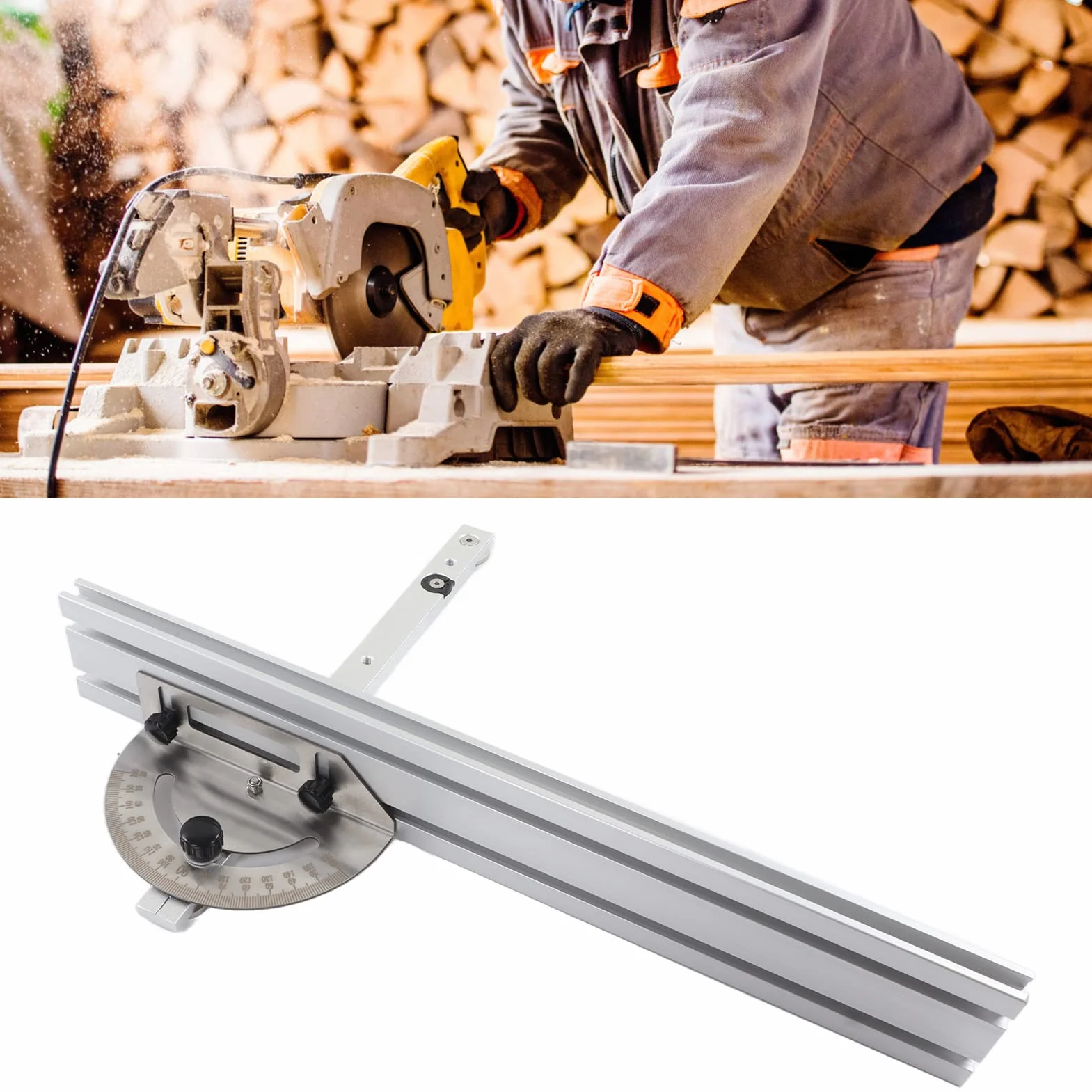 Precyzyjny Kątomierz z aluminiową prowadnicą kątową, Piła Stołowa ze Stopu Aluminium Precyzyjny Kątomierz ze skalą do pił Stołowych, pił Taśmowych, Stołów Frezarskich, Frezarek