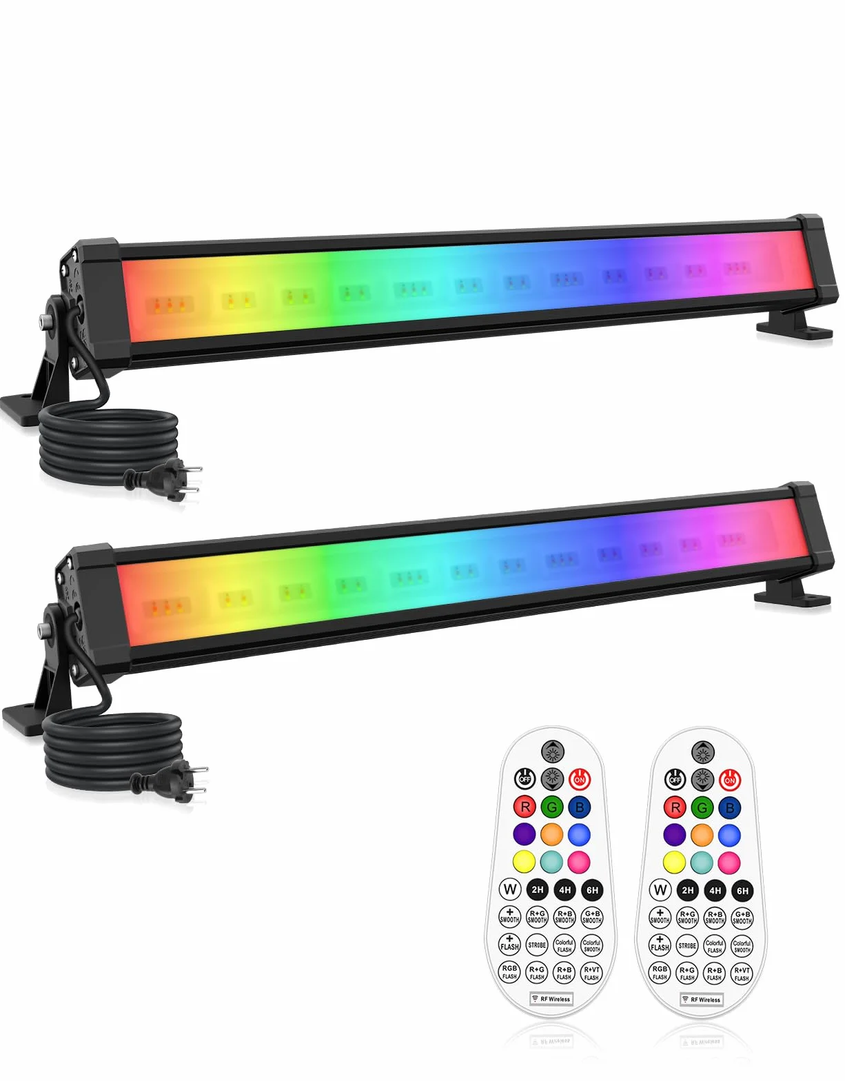 CLV 42 W RGB LED Wallwasher reflektor RGB, 10 kolorów, wiele trybów świecenia, światło imprezowe, 2 sztuki LED bar efekty świetlne z pilotem zdalnego sterowania, wodoszczelność IP66, timer i funkcja