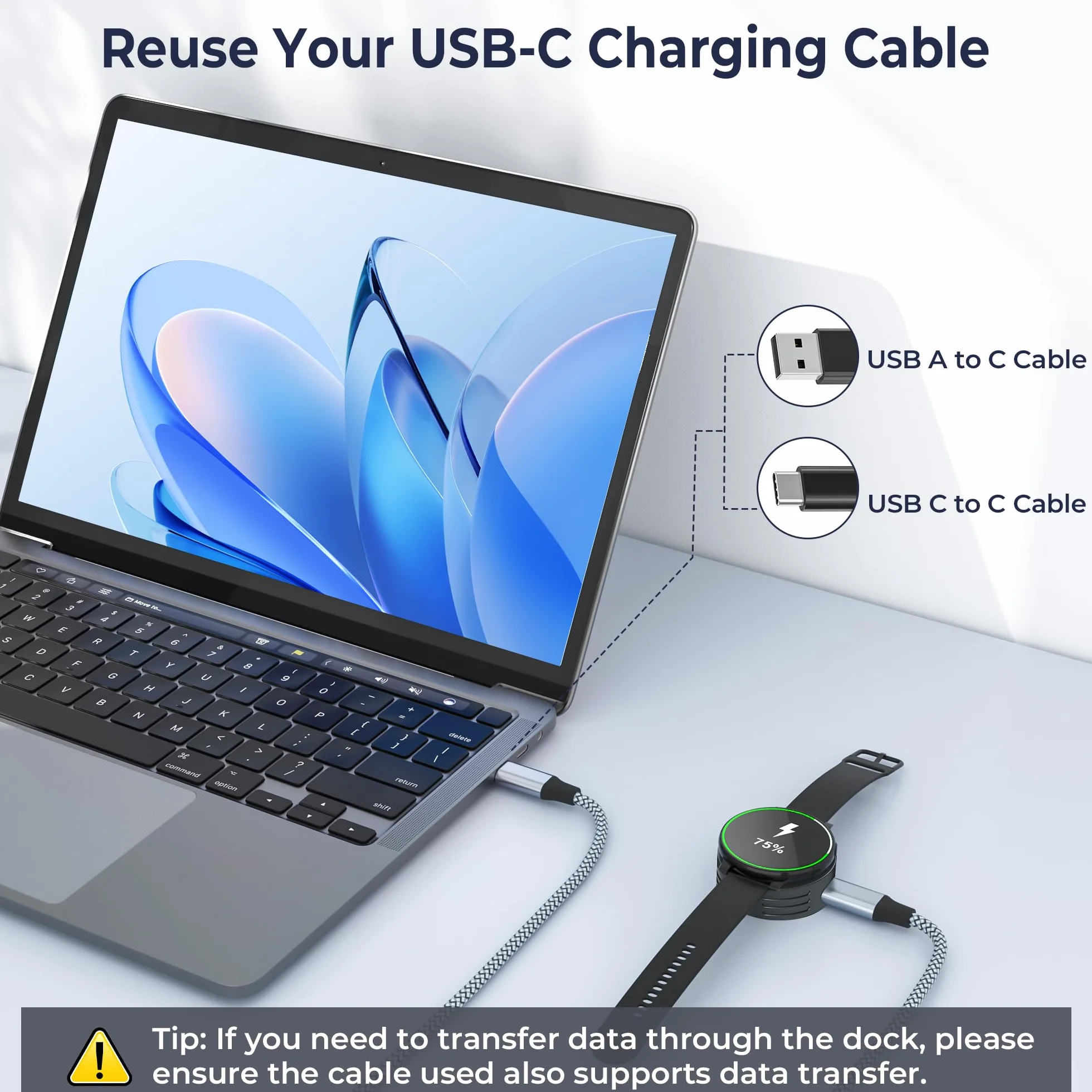 Elebase Adapter Ładowarki USB C do Zegarka Garmin,Kabel Ładowania Zamiennik Typu C Stacja Dokująca do Garmin Fenix 8 7S 6S,Forerunner 570 955 265 165,Venu 4 3 3S 2,Approach,Vivoactive(koperty < 47mm)