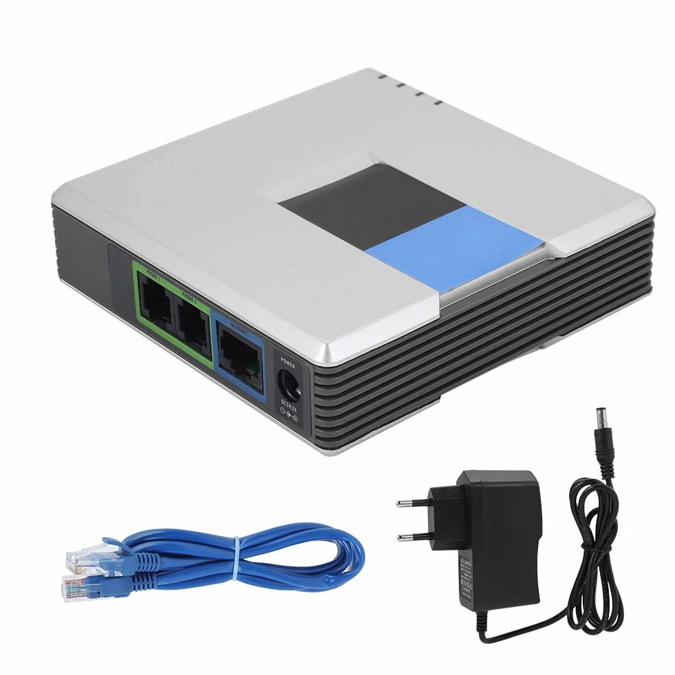 Bramka VoIP 2 porty PAP2T Adapter telefonii internetowej SIP V2 Kabel RJ45