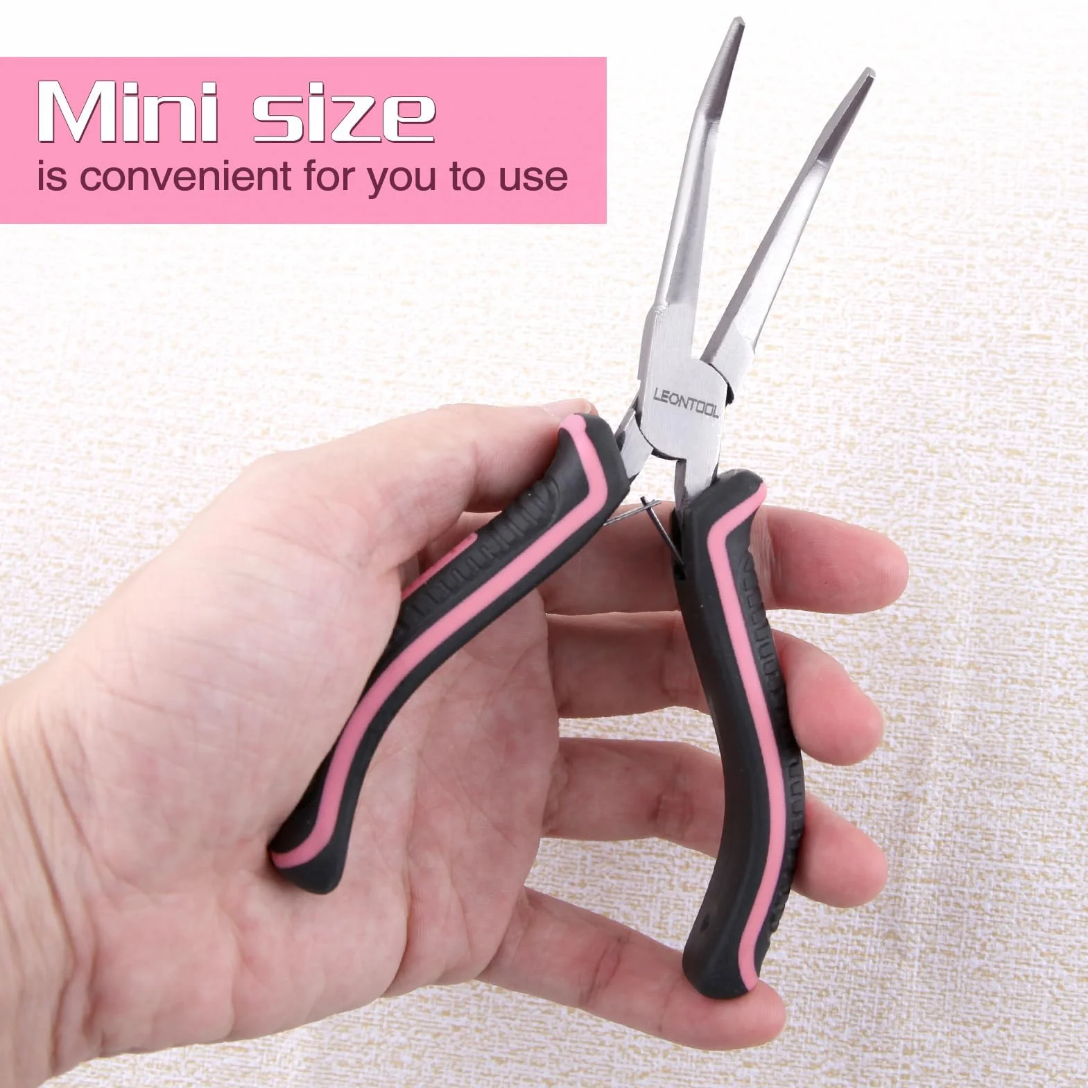 LEONTOOL Zestaw 2 mini z ząbkami, gładkie szczęki, szczypce, łukowe szczypce, do produkcji biżuterii, długie do owijania drutu