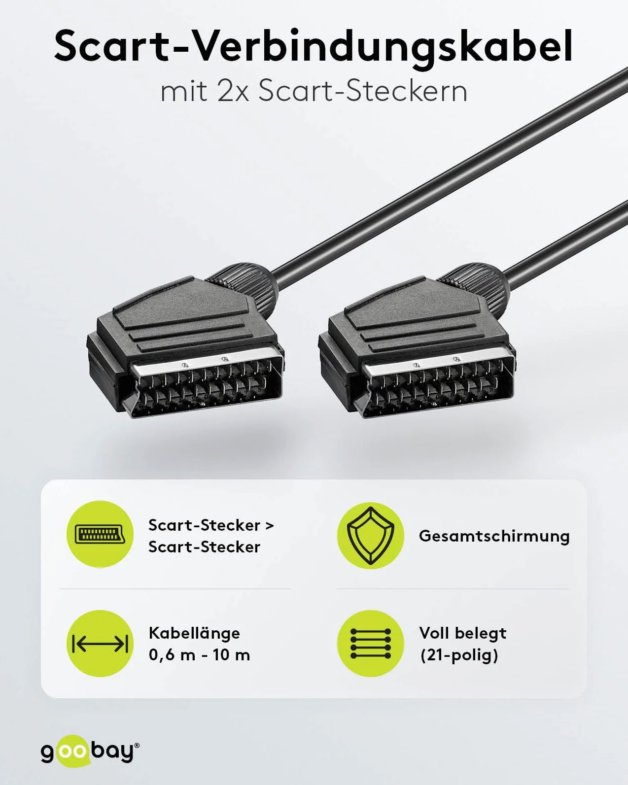 Goobay SCART kabel przyłączeniowy niklowany 7 mm 0,6 m