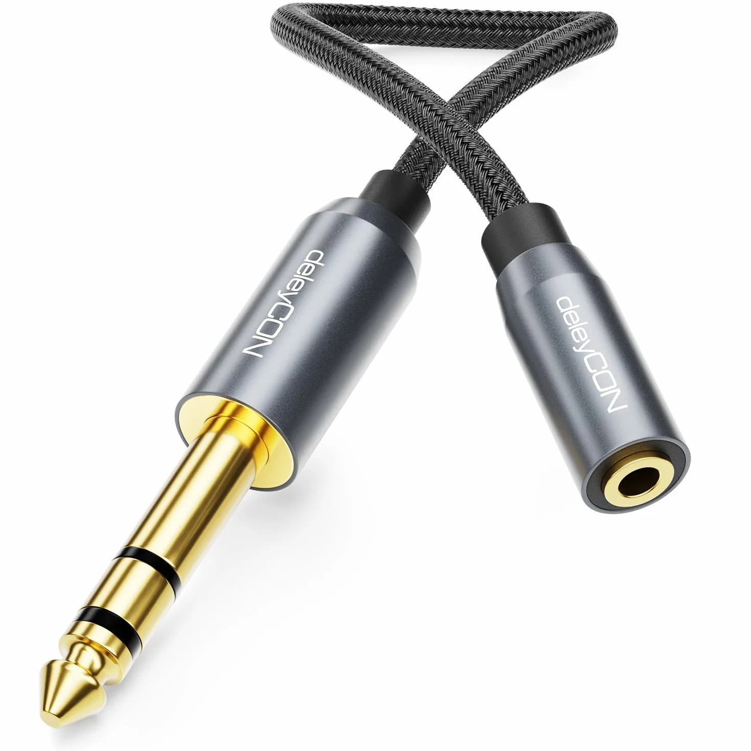 deleyCON 6,3mm na 3,5mm Klinke STEREO AUX Kabel Adapter Audio TRS 20cm
