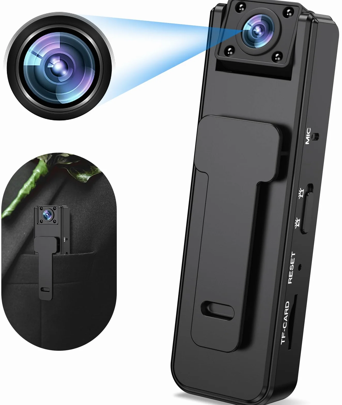 Onherm Mini kamera szpiegowska 1080P HD noktowizor regulacja obiektywu 180°