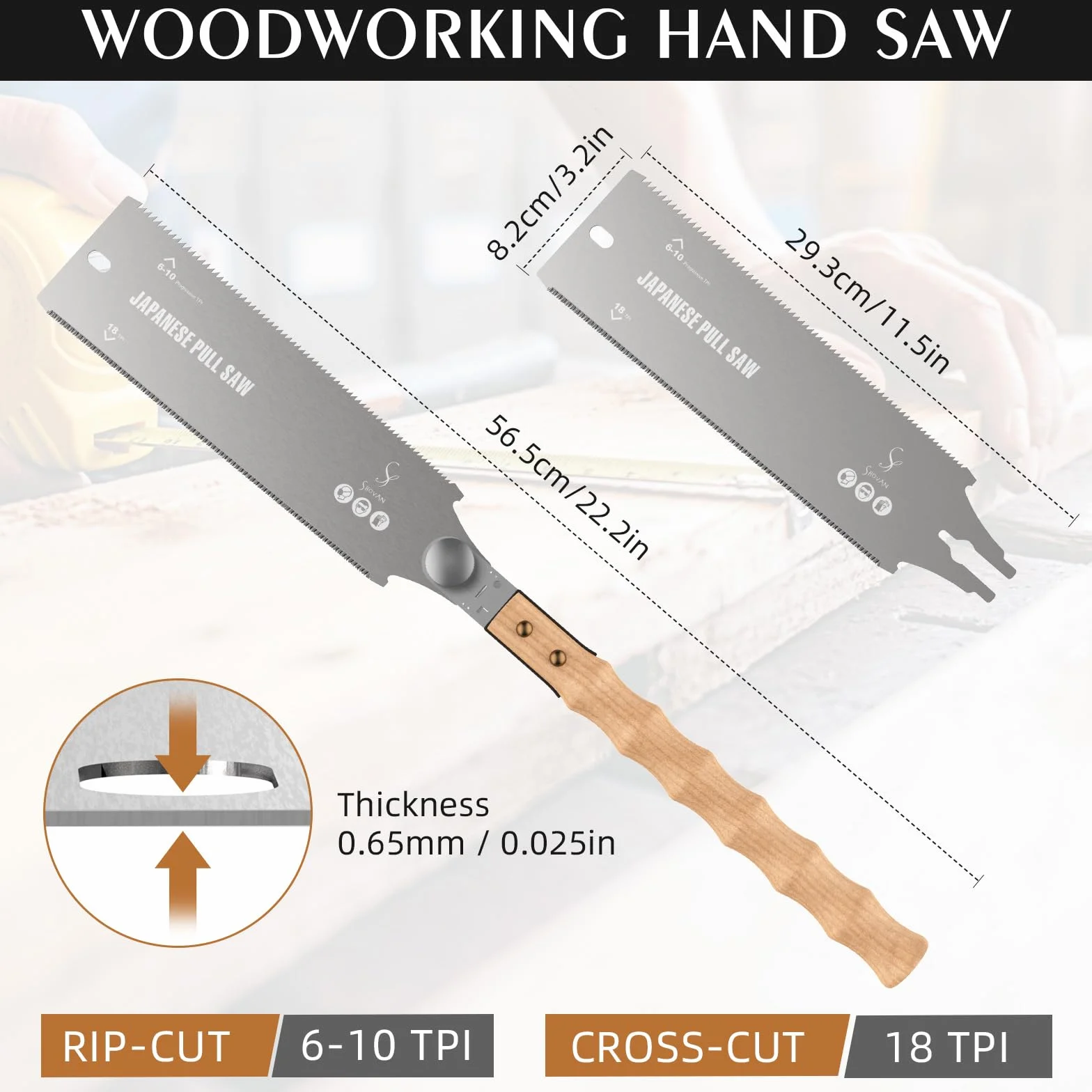 ss shovan Japońska piła ręczna 56 cm progresywna obosieczna 7-10/17 TPI Piła do cięcia równo do obróbki drewna