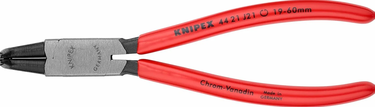 KNIPEX Szczypce do pierścieni osadczych sprężynujących do montażu pierścieni wewnętrznych w otworach z tworzywa, 44 21 J21