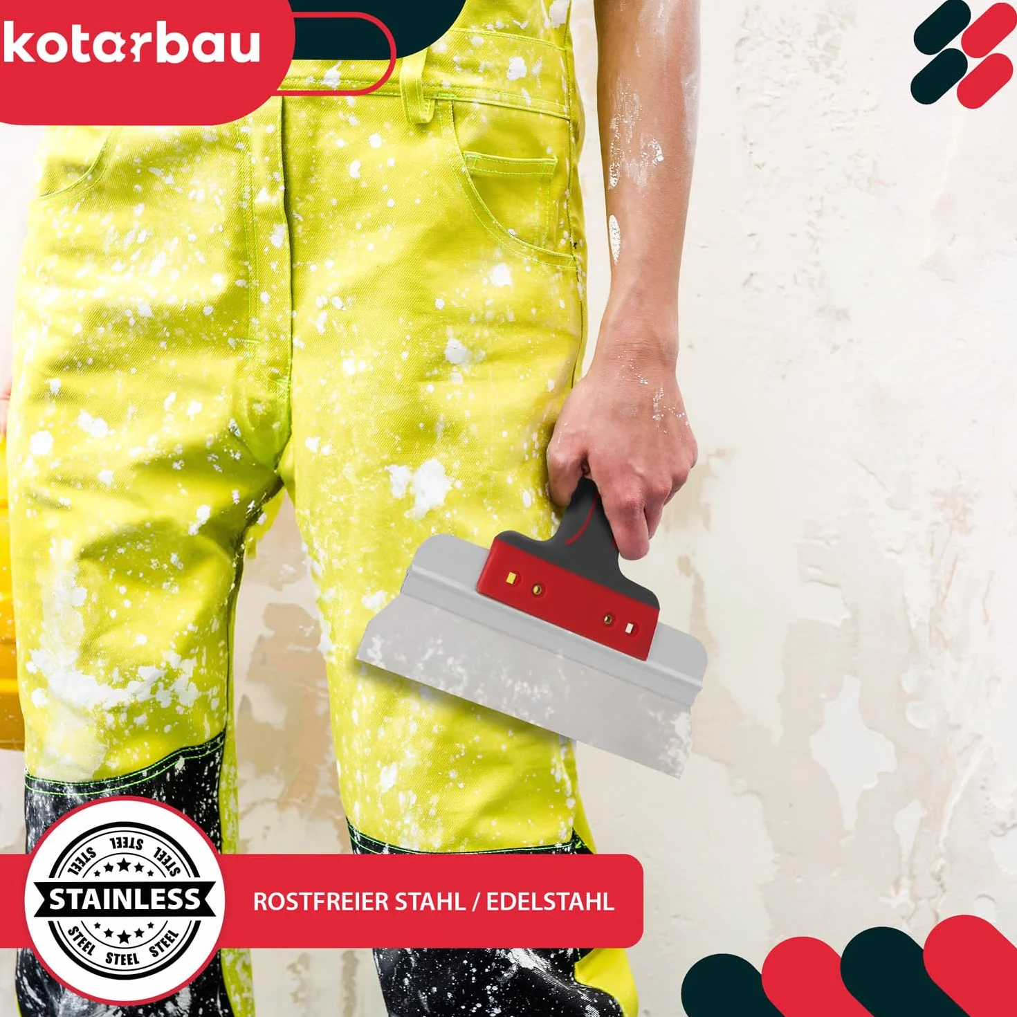 KOTARBAU® szpachla ze stali nierdzewnej do powierzchni, 250 mm, do nakładania masy szpachlowej gipsu, tynku
