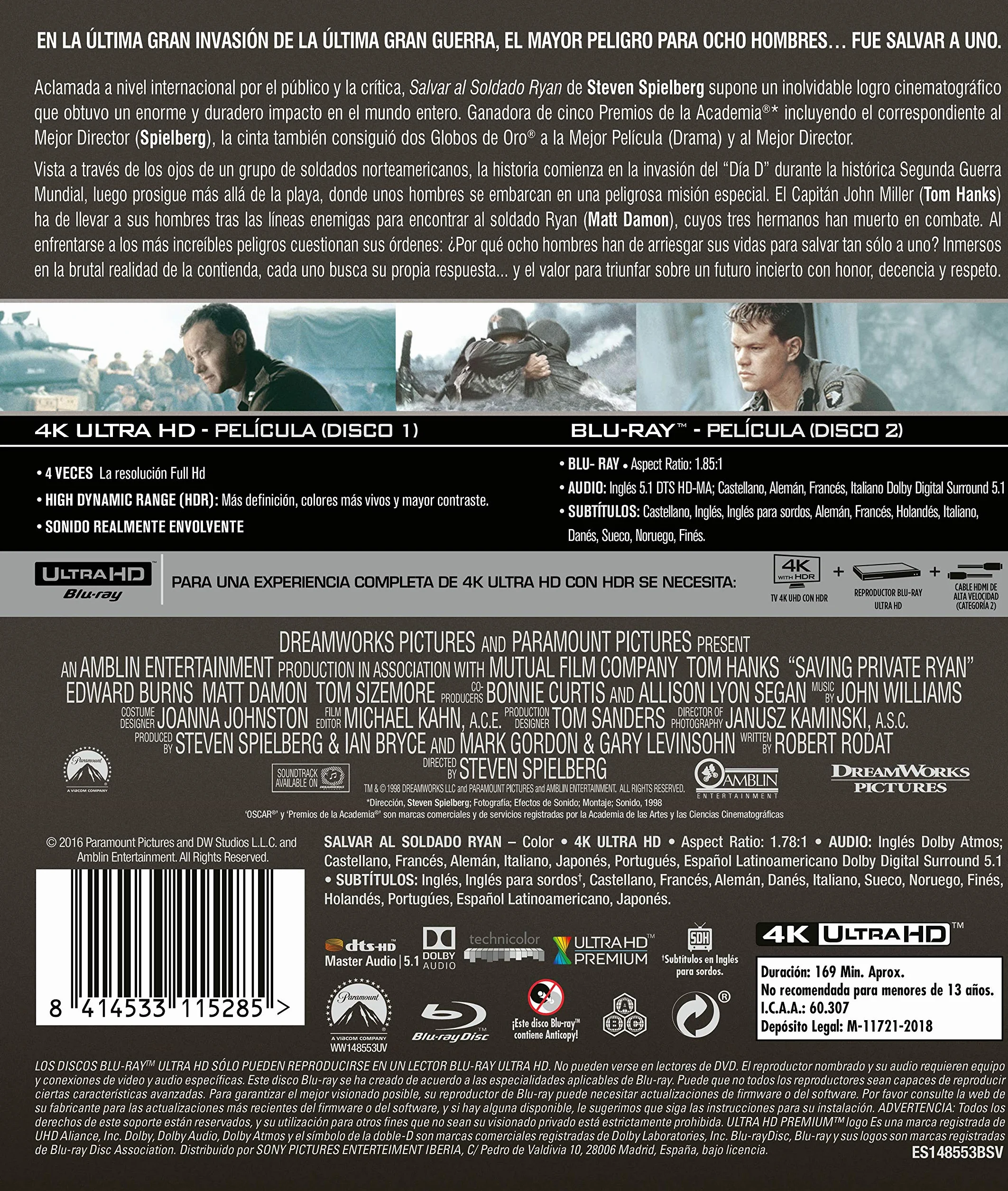 Salvar al Soldado Ryan 4K UHD + Blu-ray